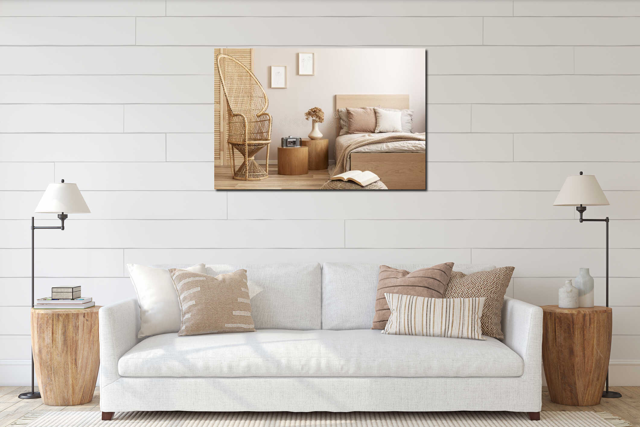 Canvas hanging interior mockup
