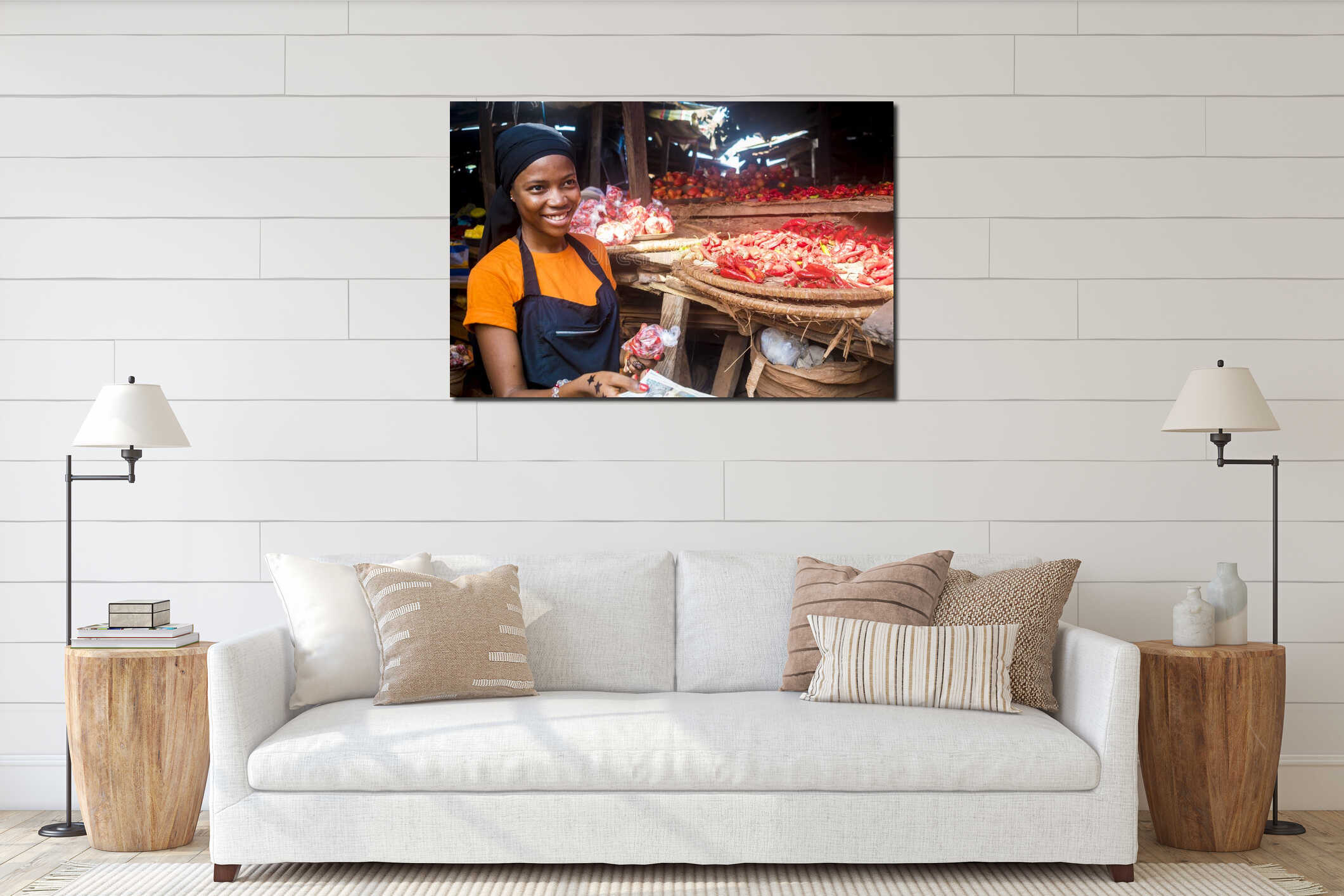 Canvas hanging interior mockup