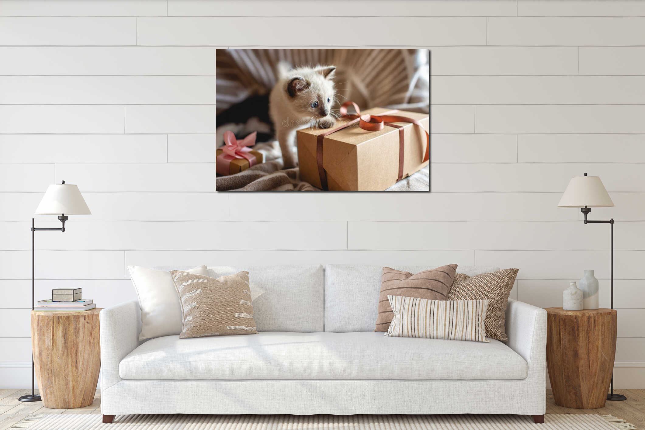 Canvas hanging interior mockup