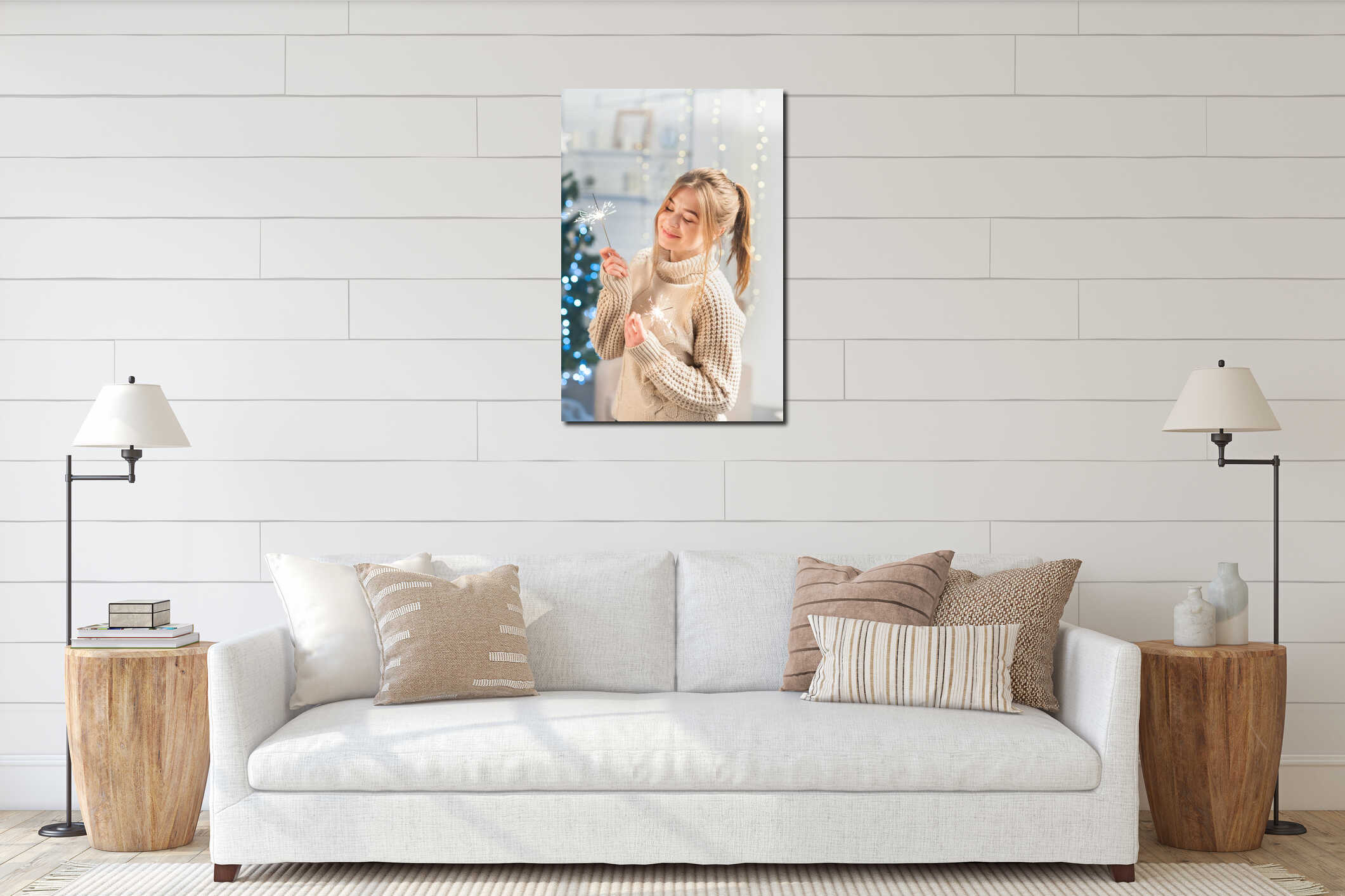Canvas hanging interior mockup