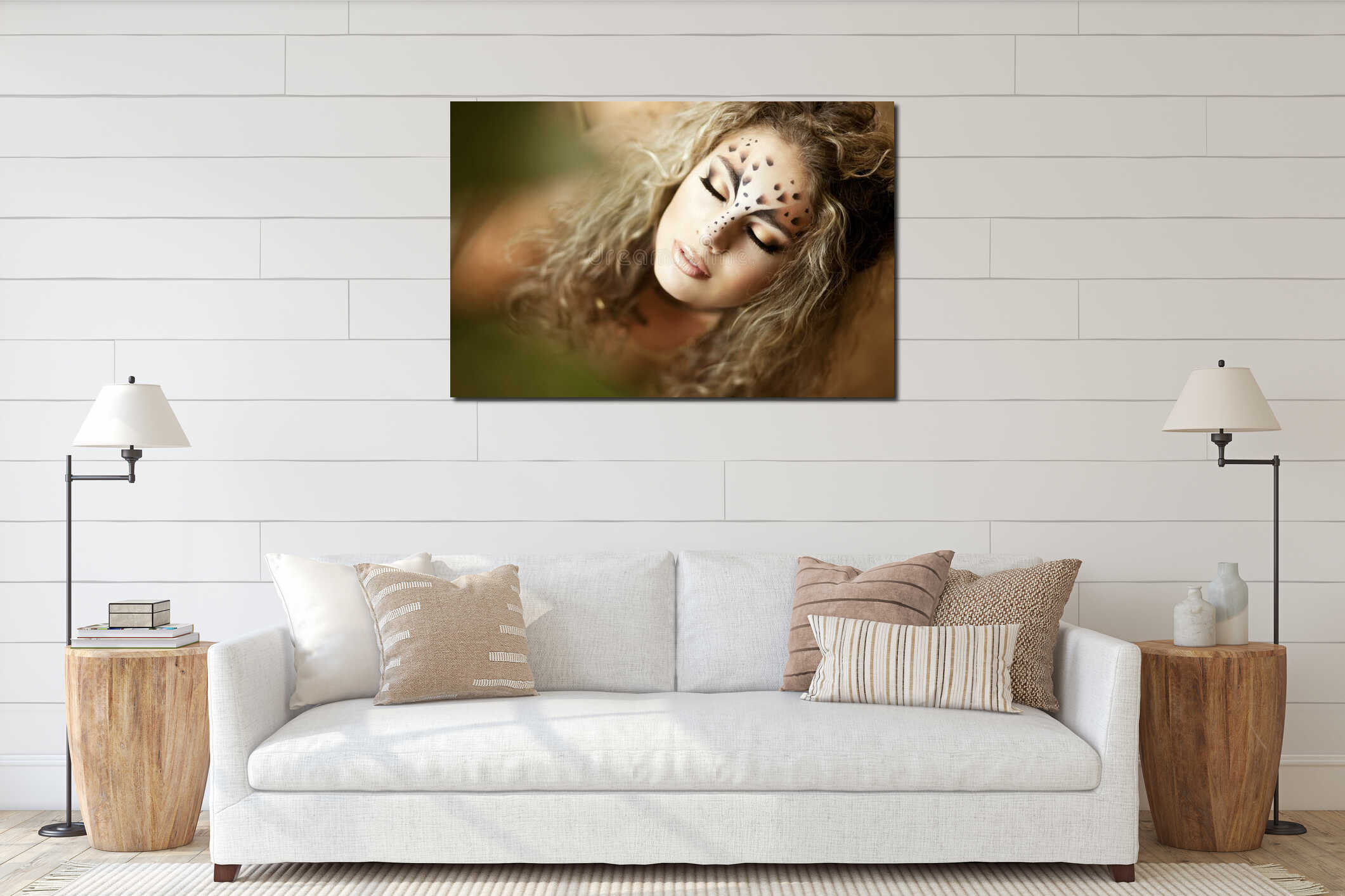 Canvas hanging interior mockup