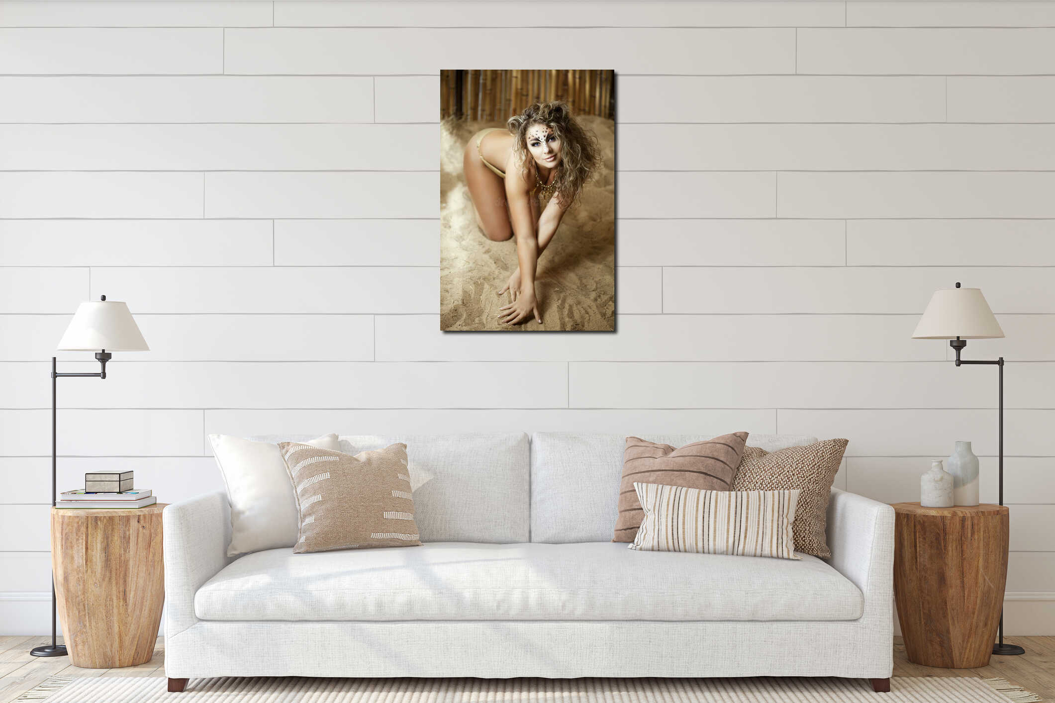 Canvas hanging interior mockup