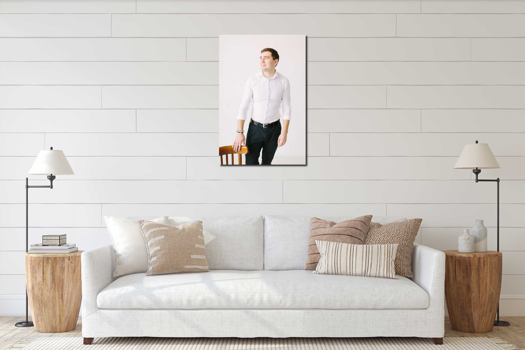 Canvas hanging interior mockup