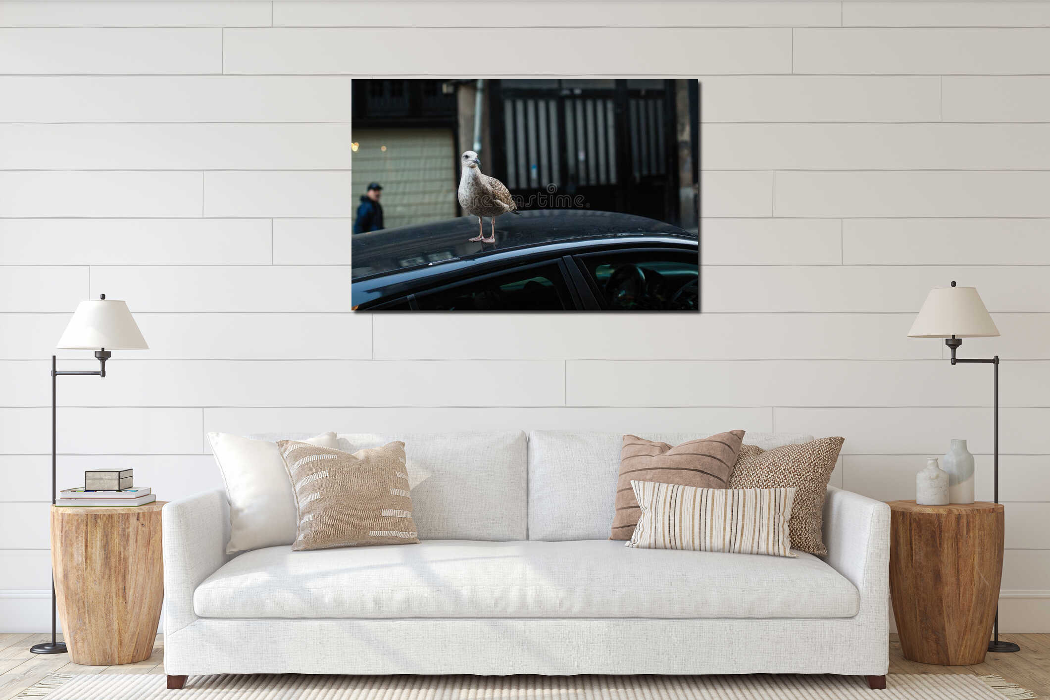 Canvas hanging interior mockup