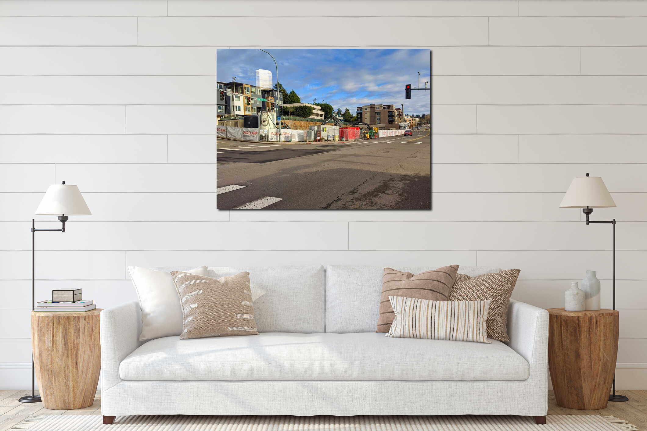 Canvas hanging interior mockup