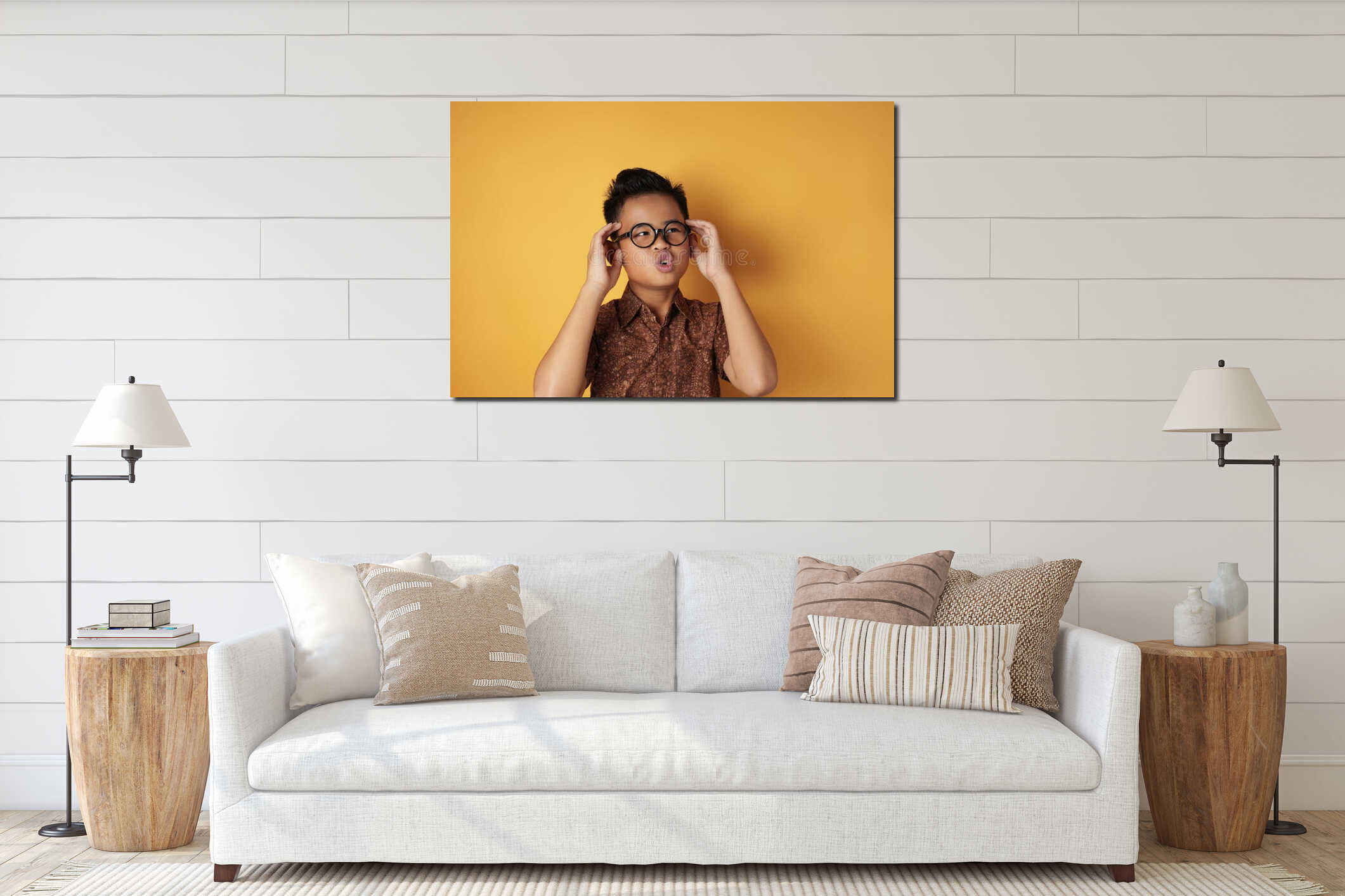 Canvas hanging interior mockup