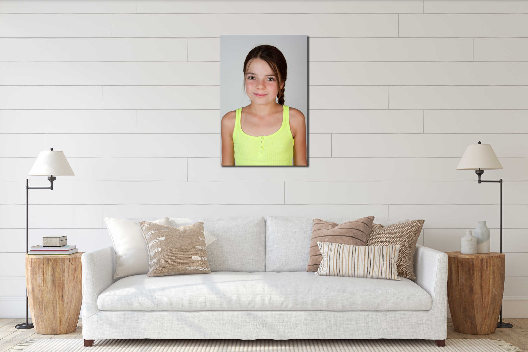 Canvas hanging interior mockup