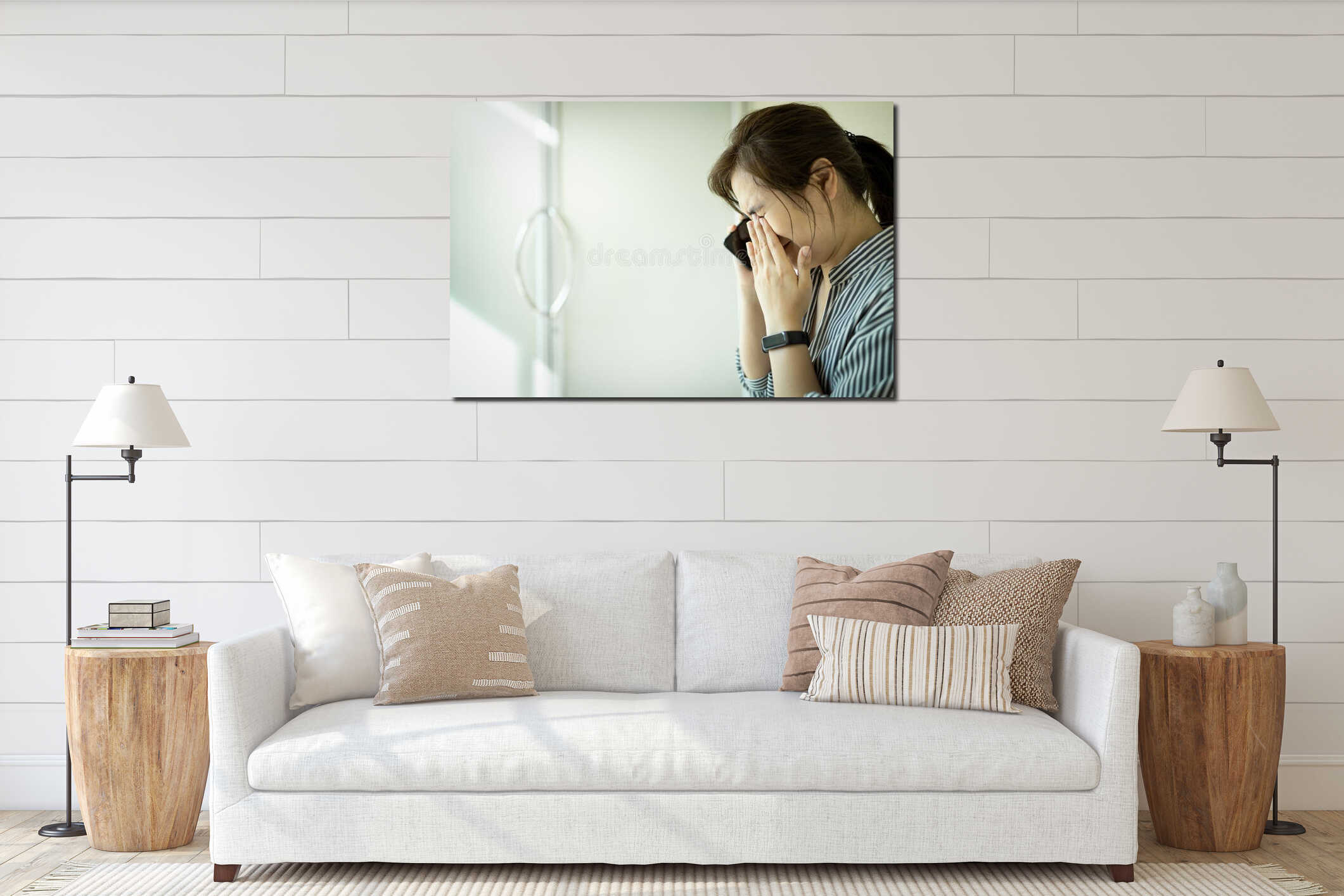 Canvas hanging interior mockup