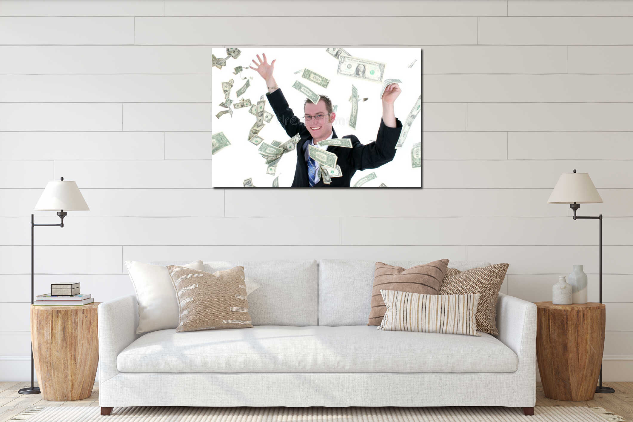 Canvas hanging interior mockup