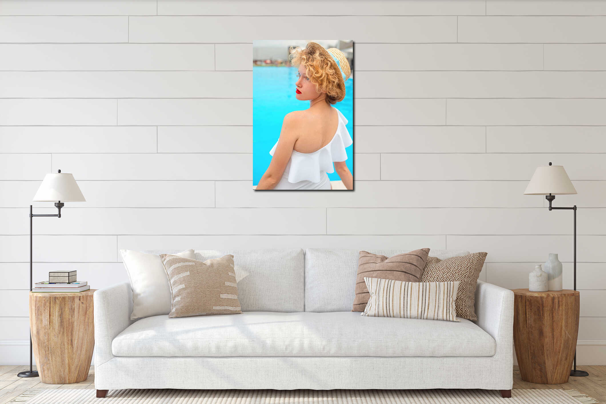 Canvas hanging interior mockup