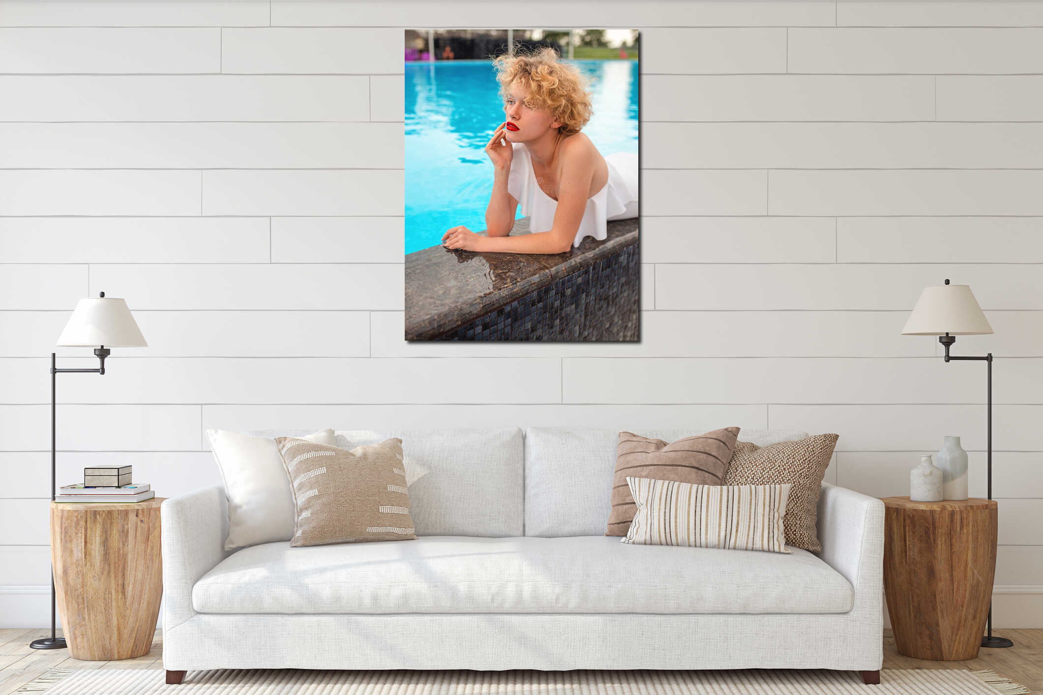 Canvas hanging interior mockup