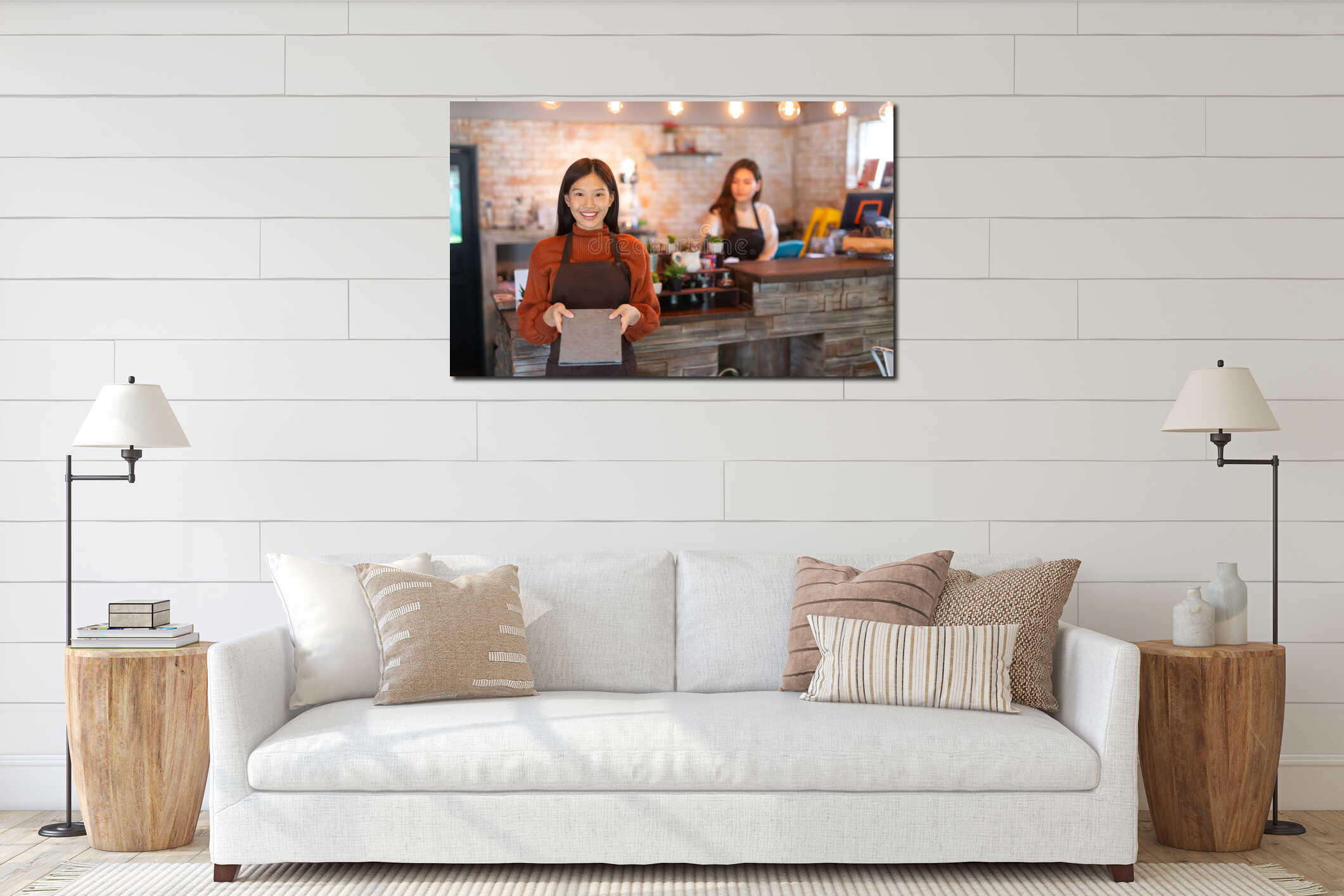 Canvas hanging interior mockup
