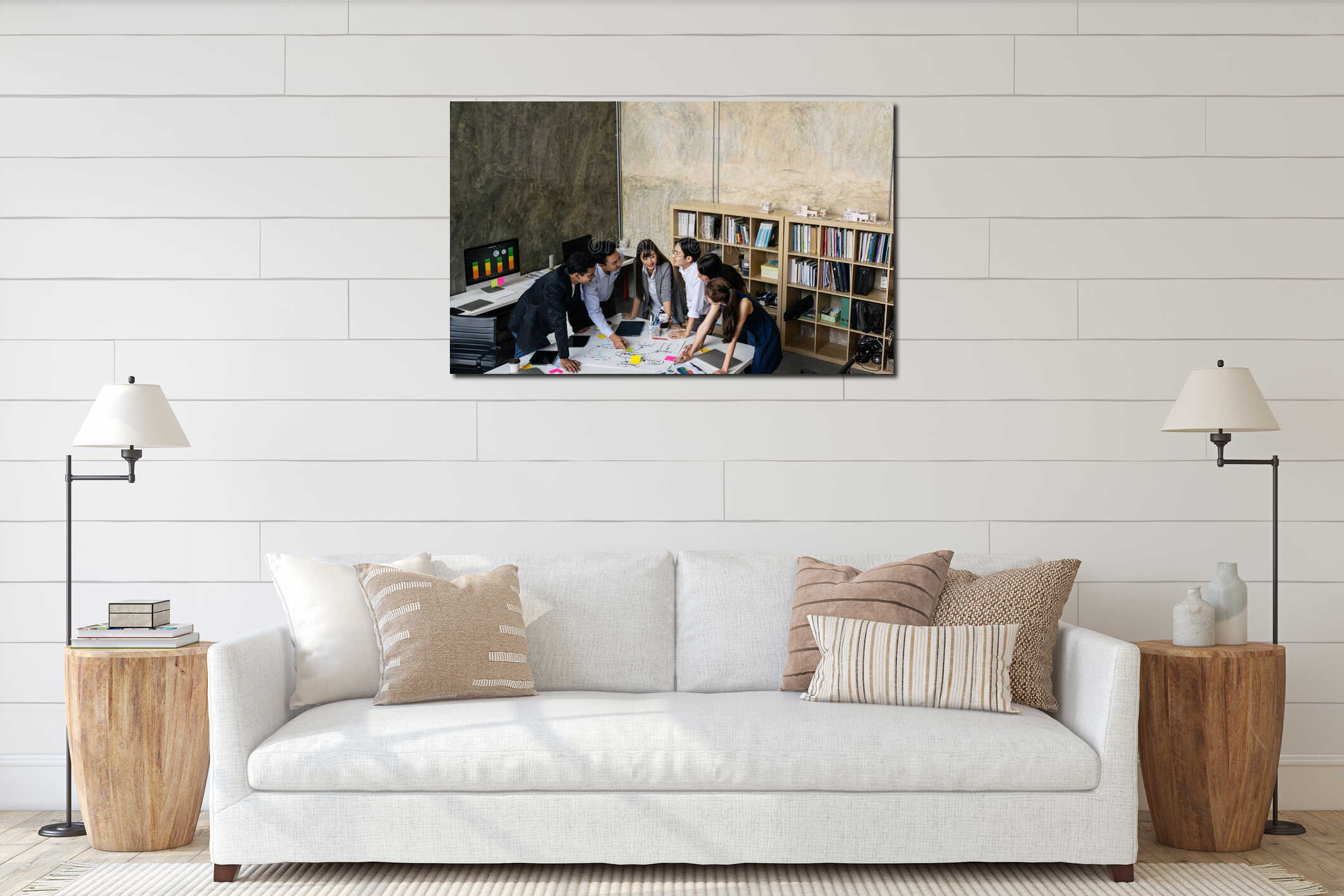 Canvas hanging interior mockup