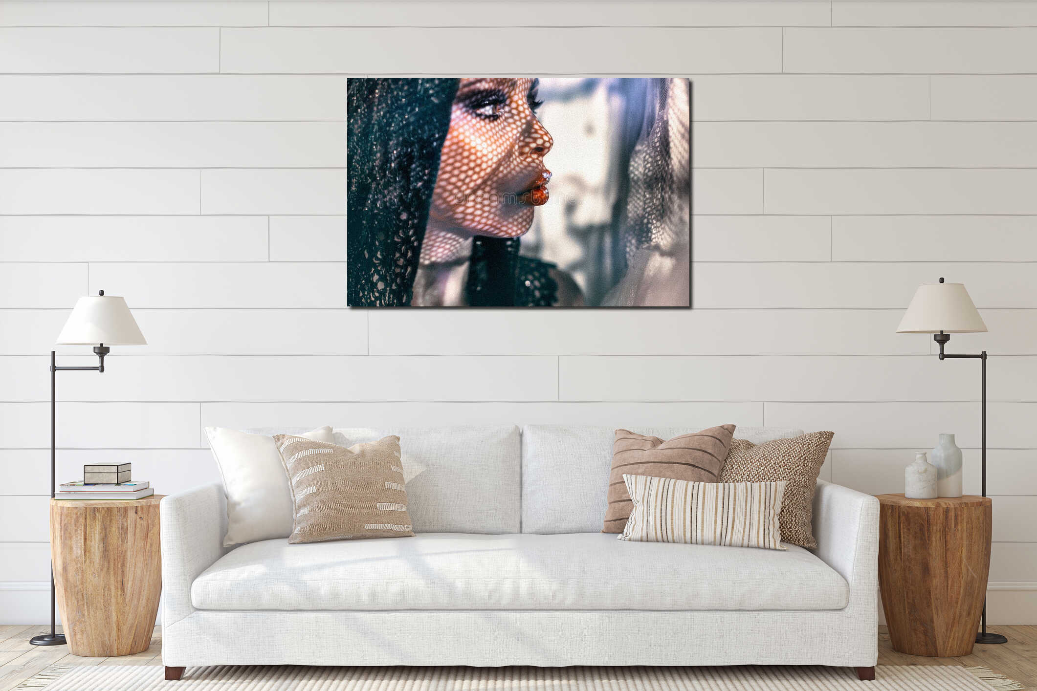 Canvas hanging interior mockup