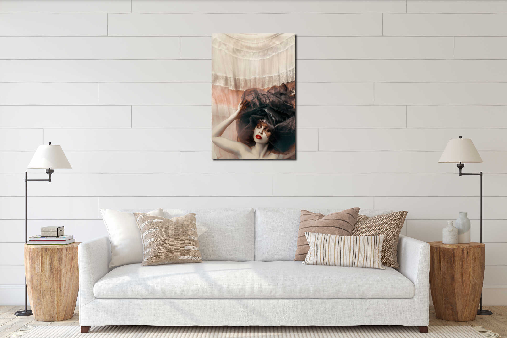 Canvas hanging interior mockup