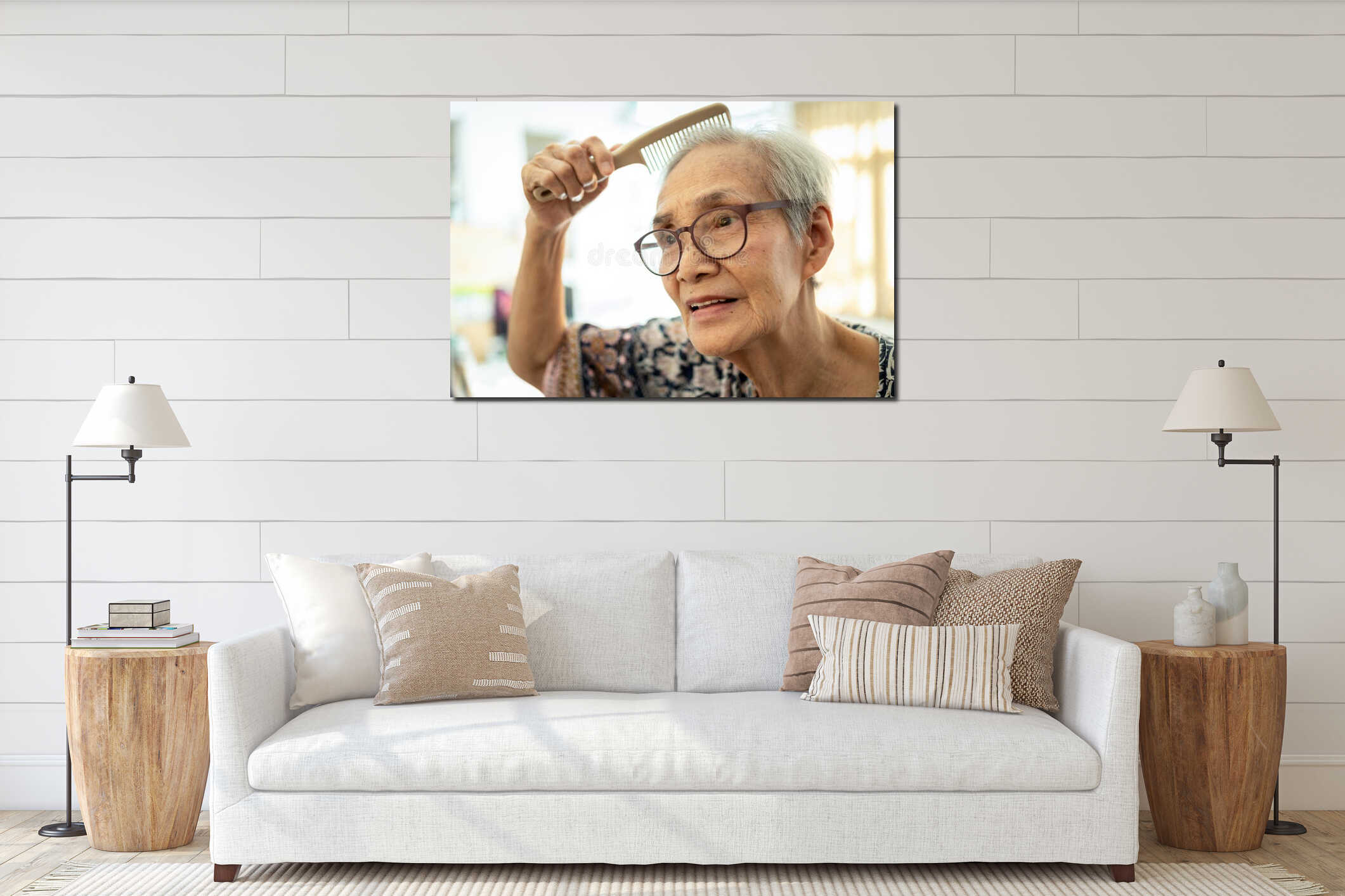 Canvas hanging interior mockup