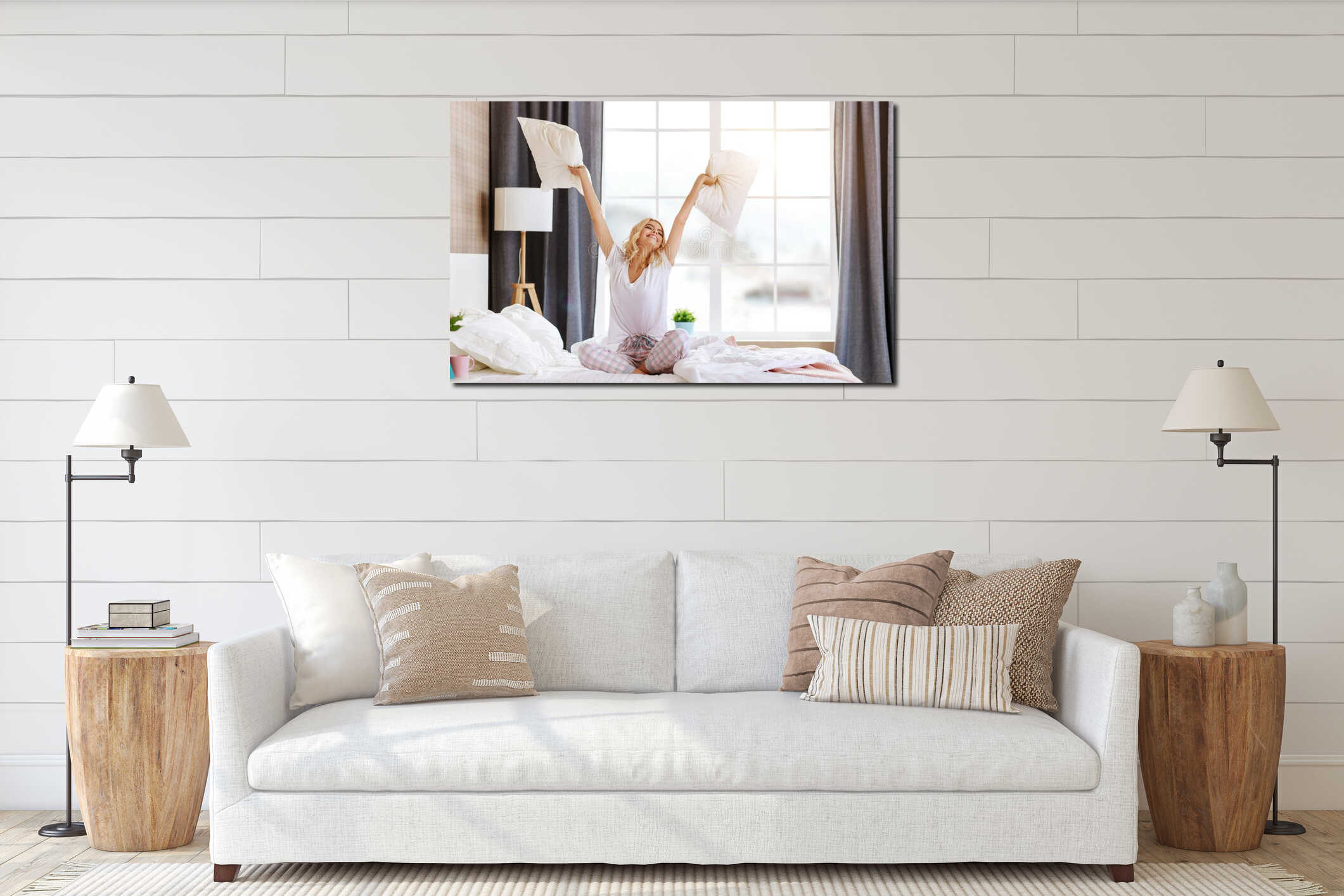 Canvas hanging interior mockup