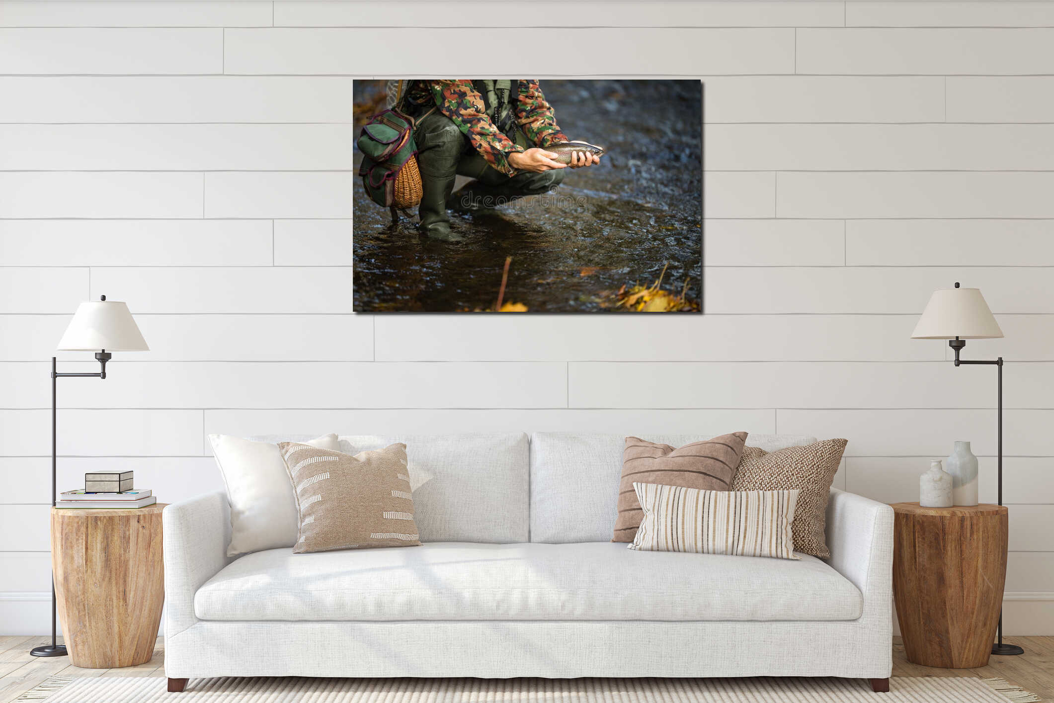 Canvas hanging interior mockup