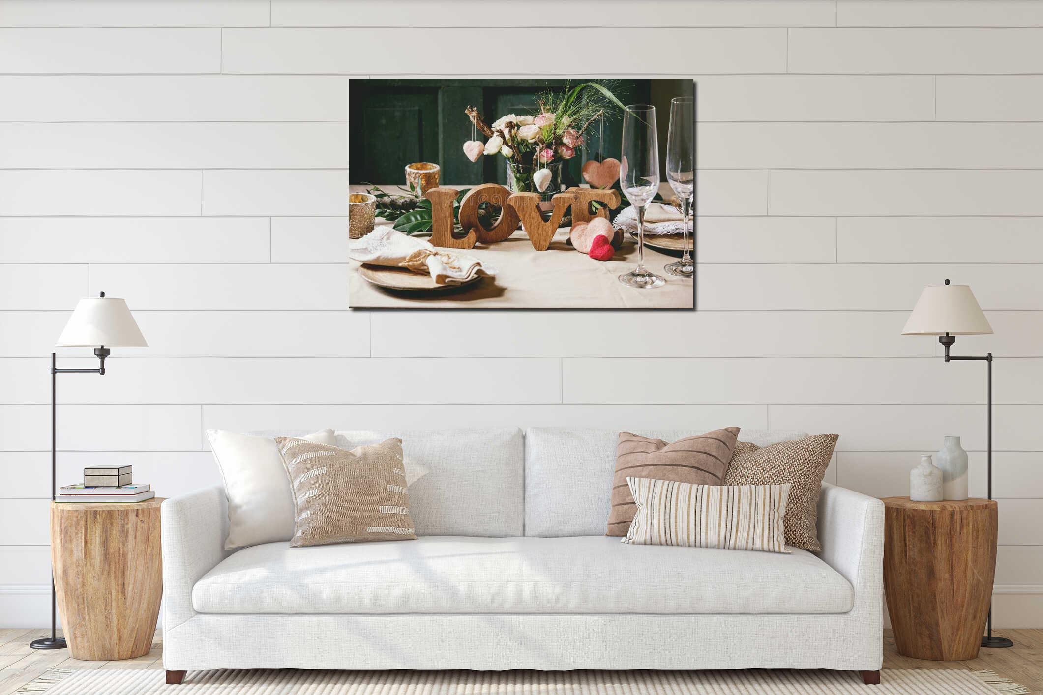 Canvas hanging interior mockup