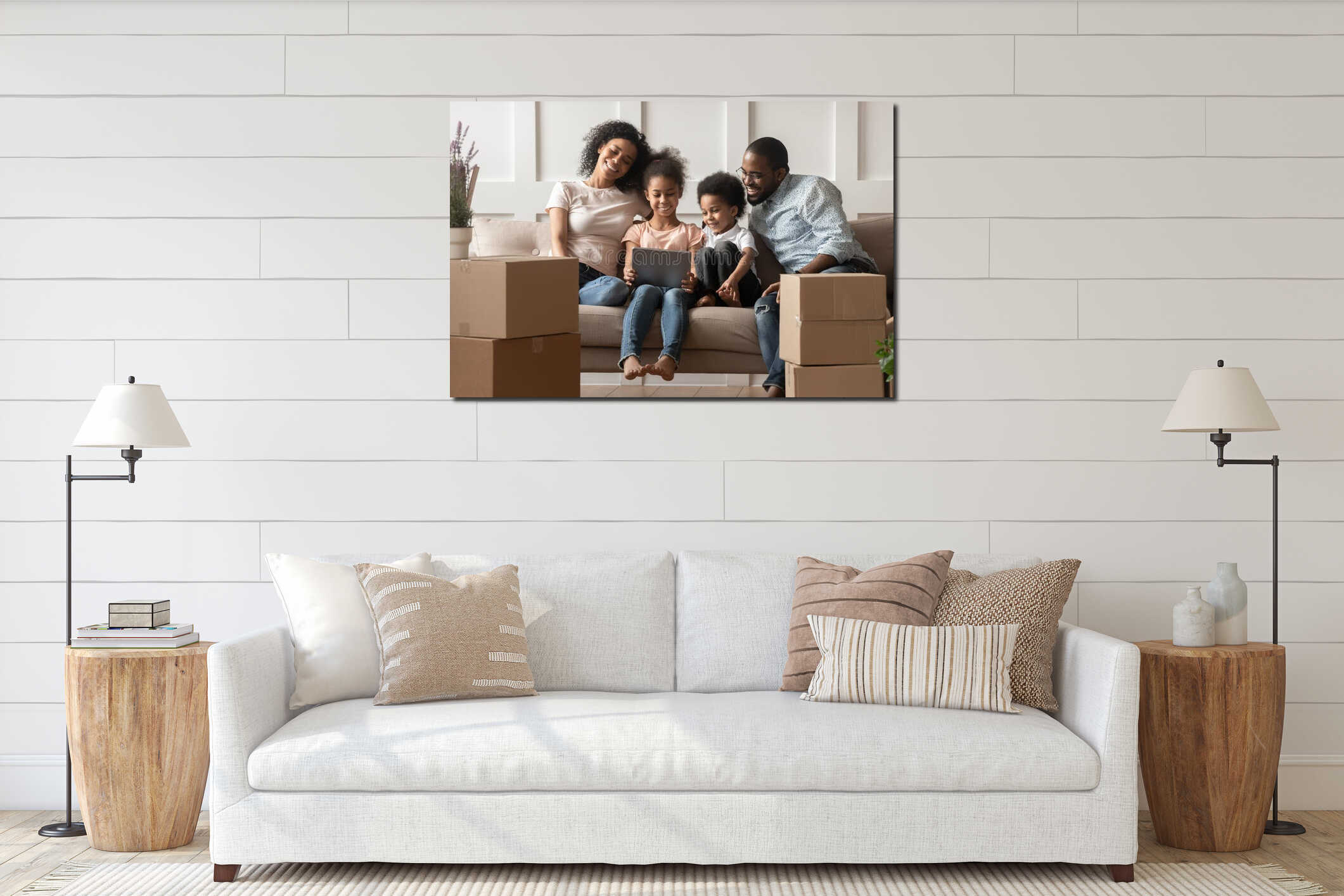 Canvas hanging interior mockup