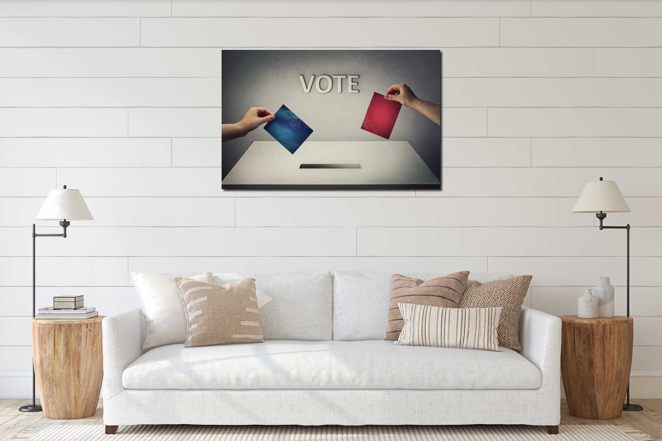 Canvas hanging interior mockup