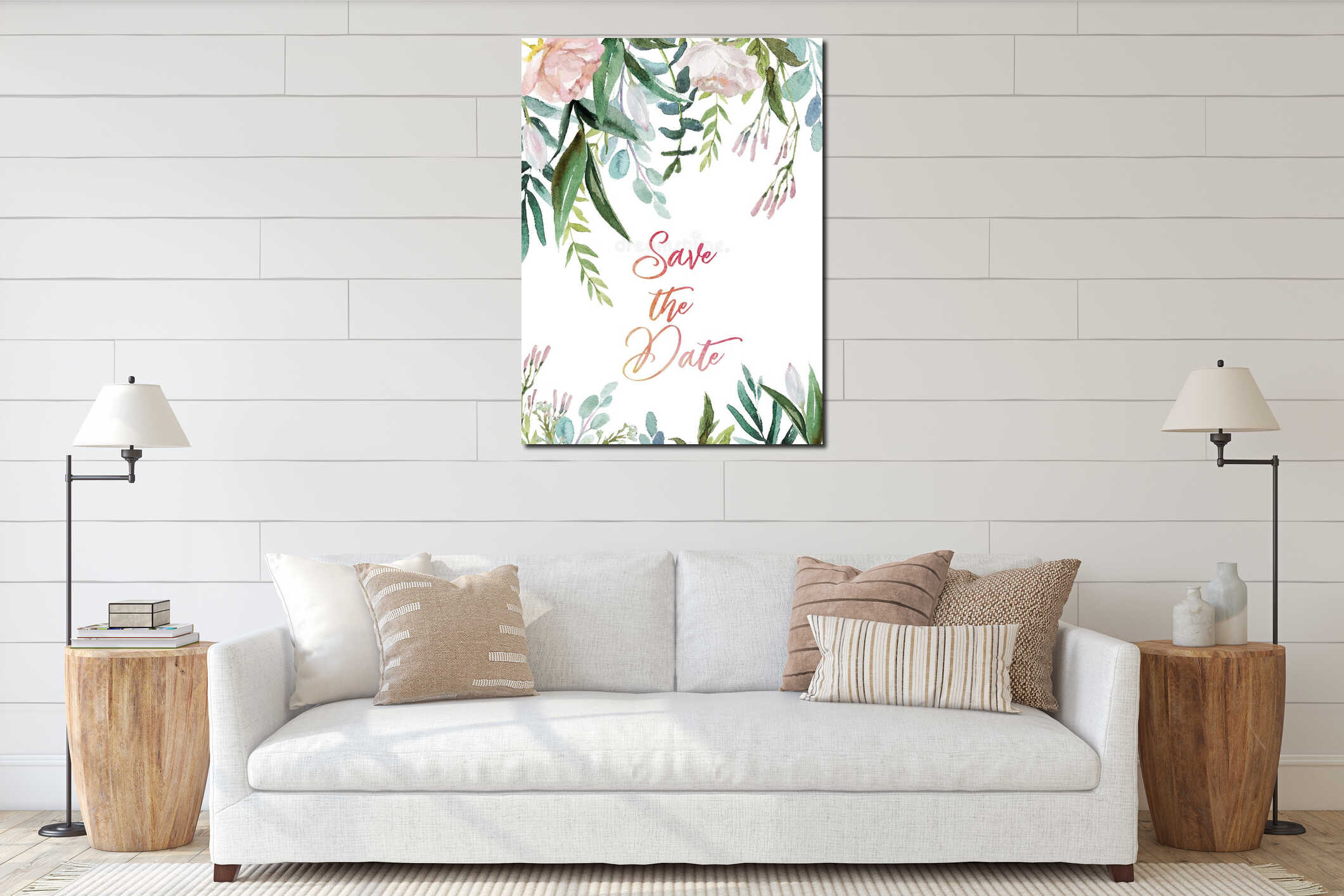 Canvas hanging interior mockup
