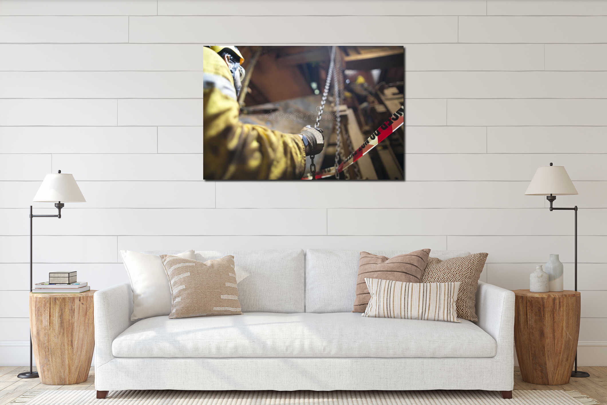 Canvas hanging interior mockup