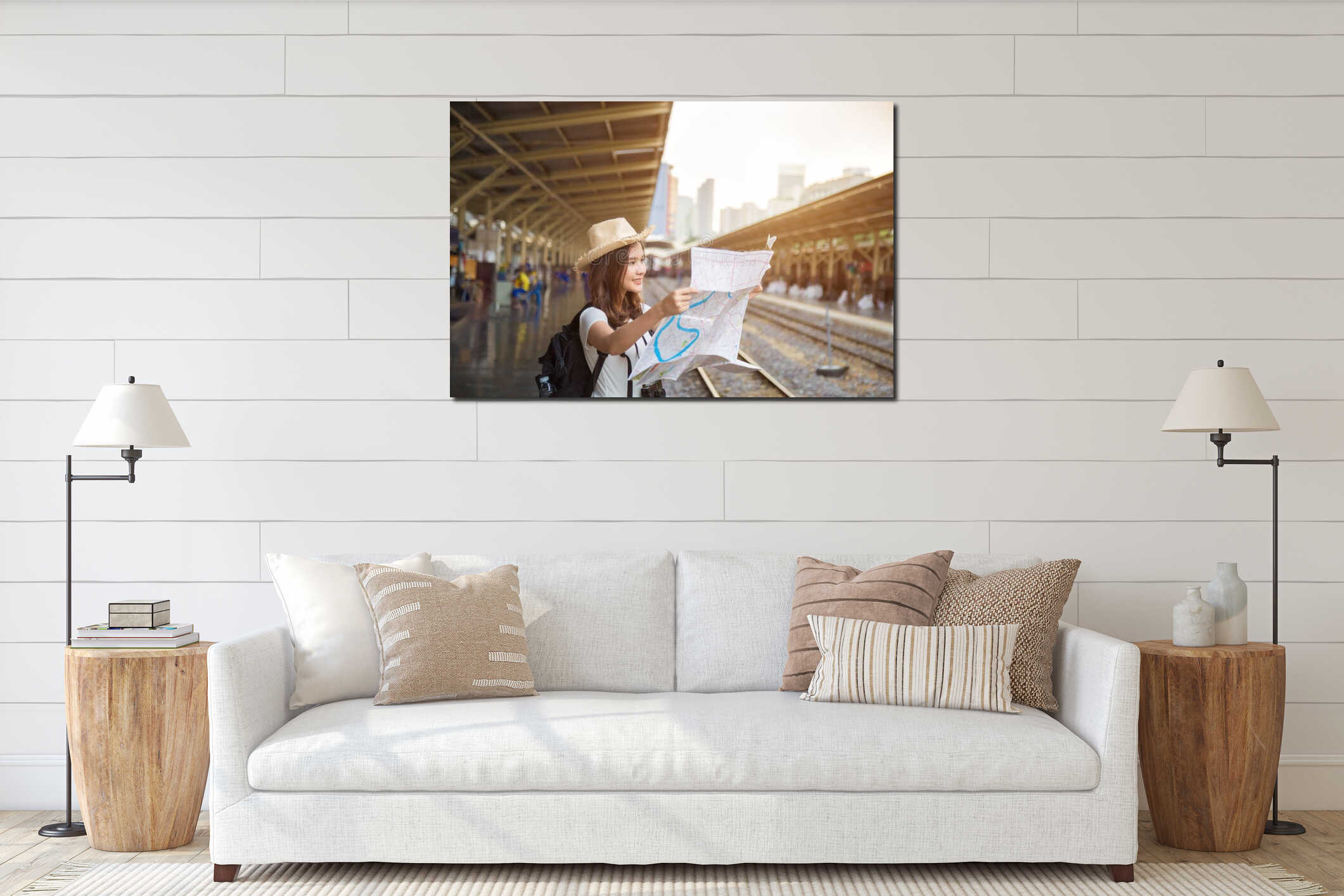 Canvas hanging interior mockup