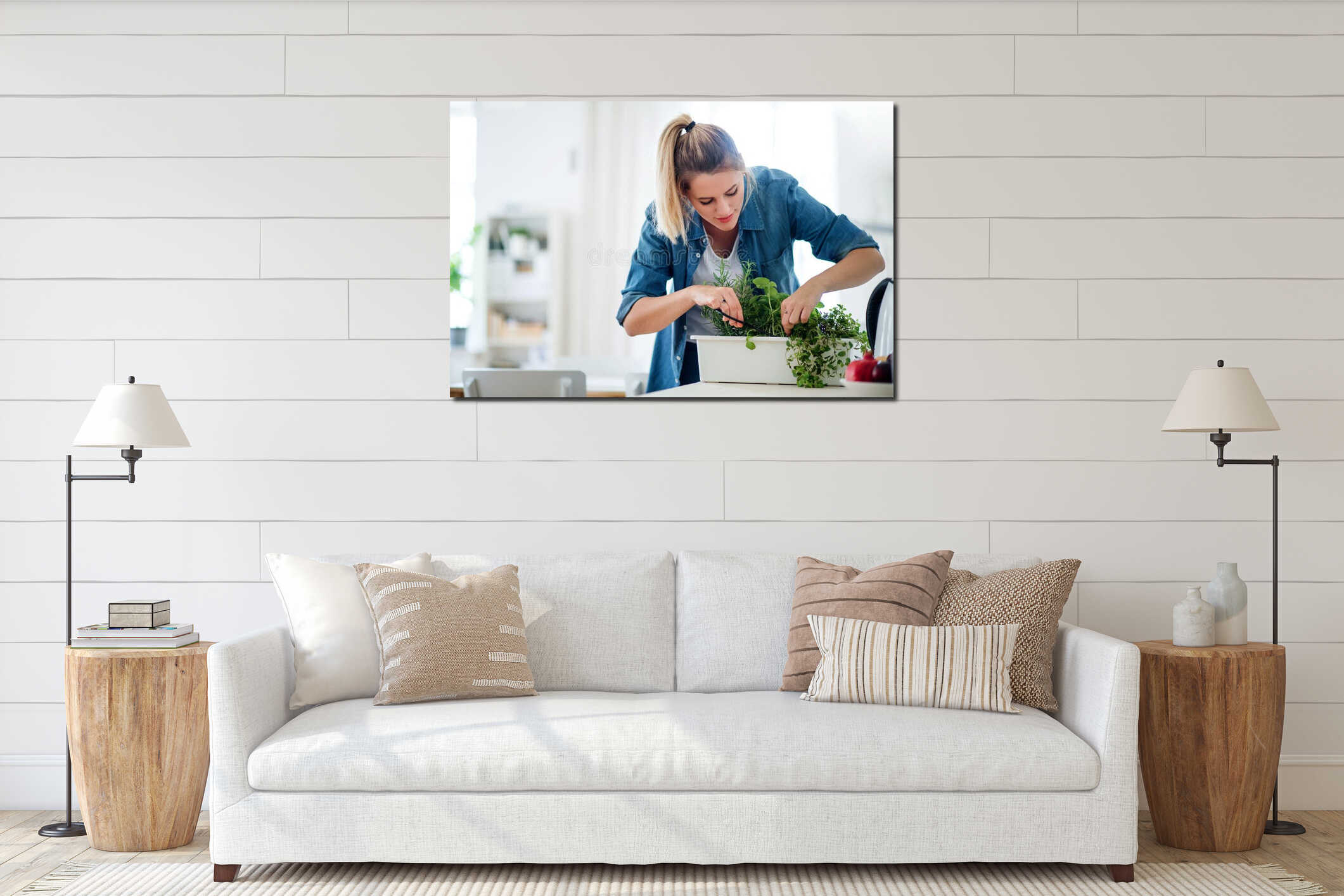 Canvas hanging interior mockup