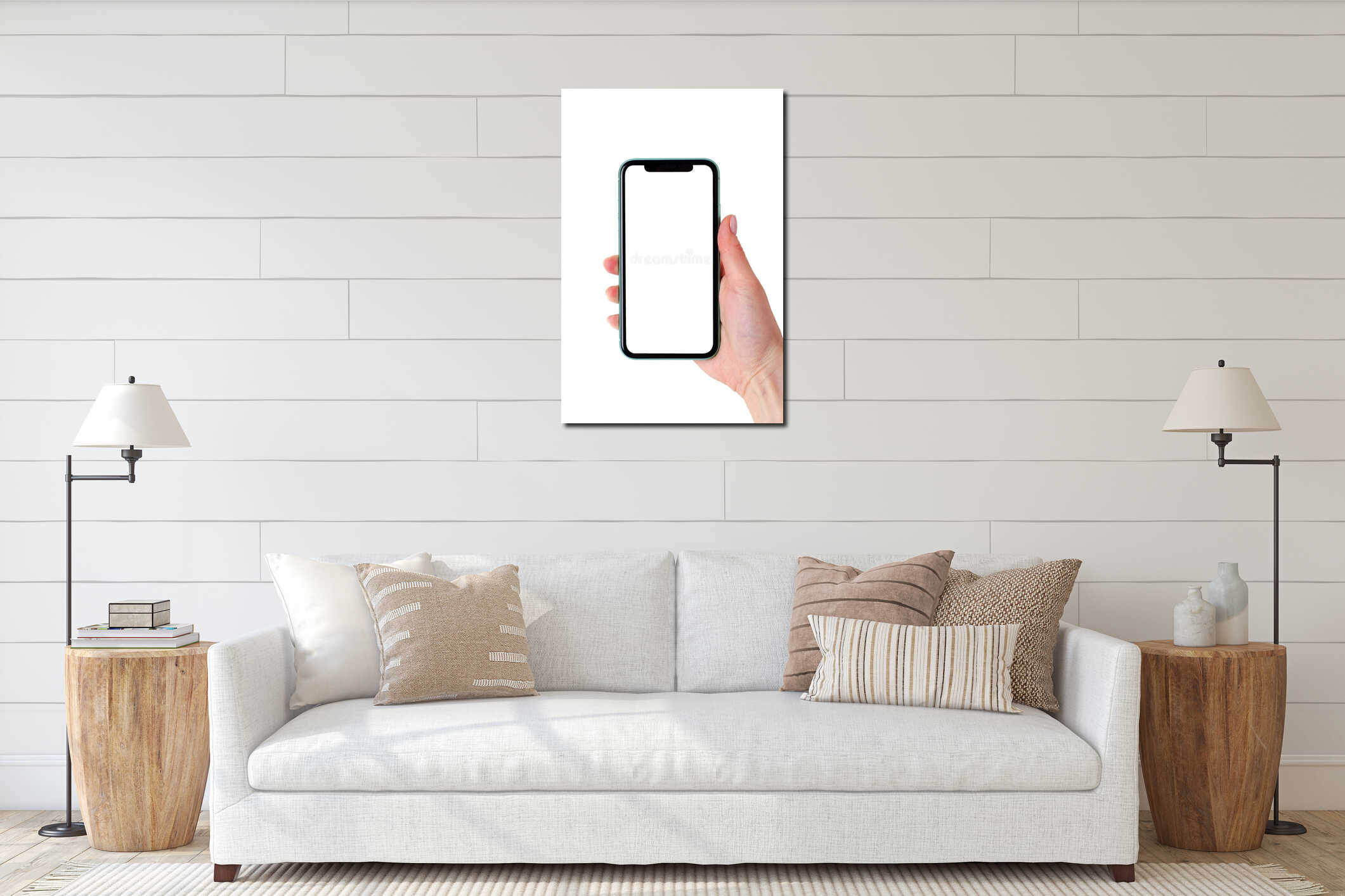Canvas hanging interior mockup