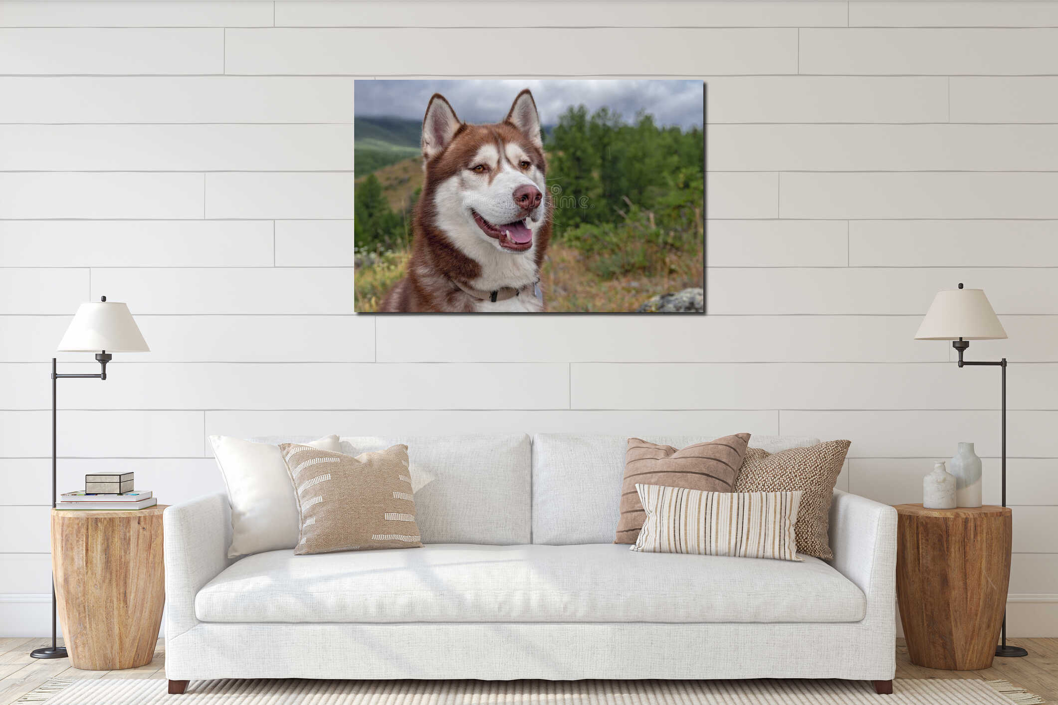 Canvas hanging interior mockup