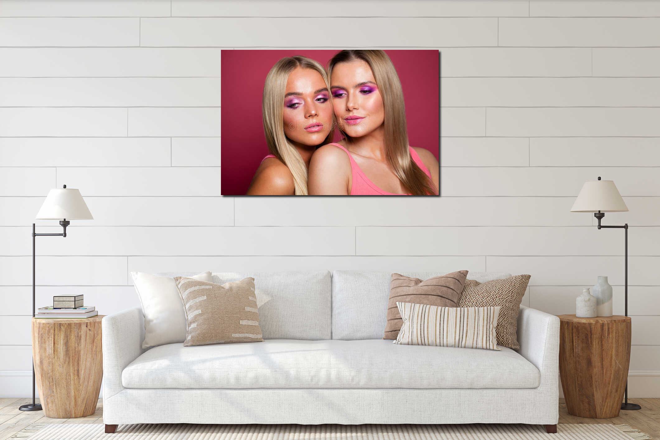 Canvas hanging interior mockup