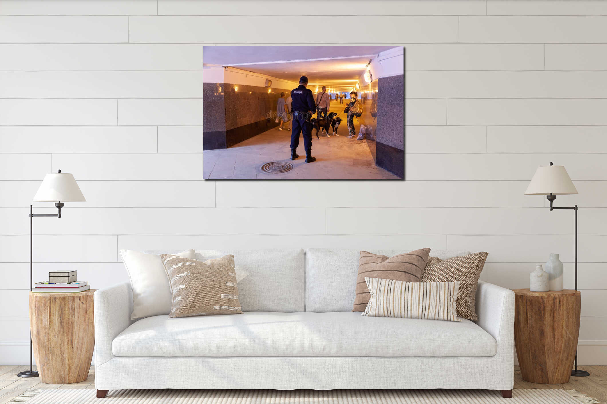 Canvas hanging interior mockup