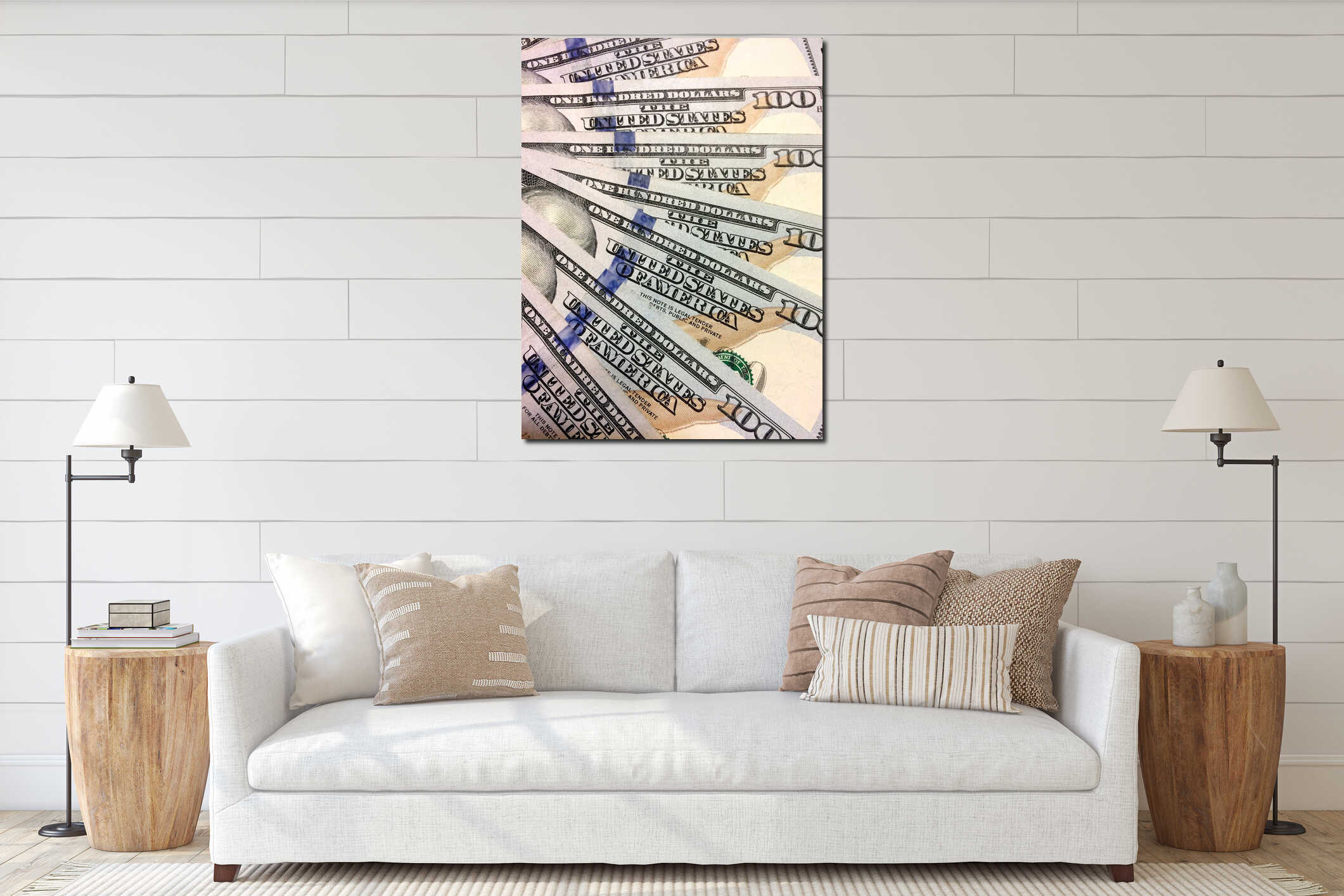Canvas hanging interior mockup