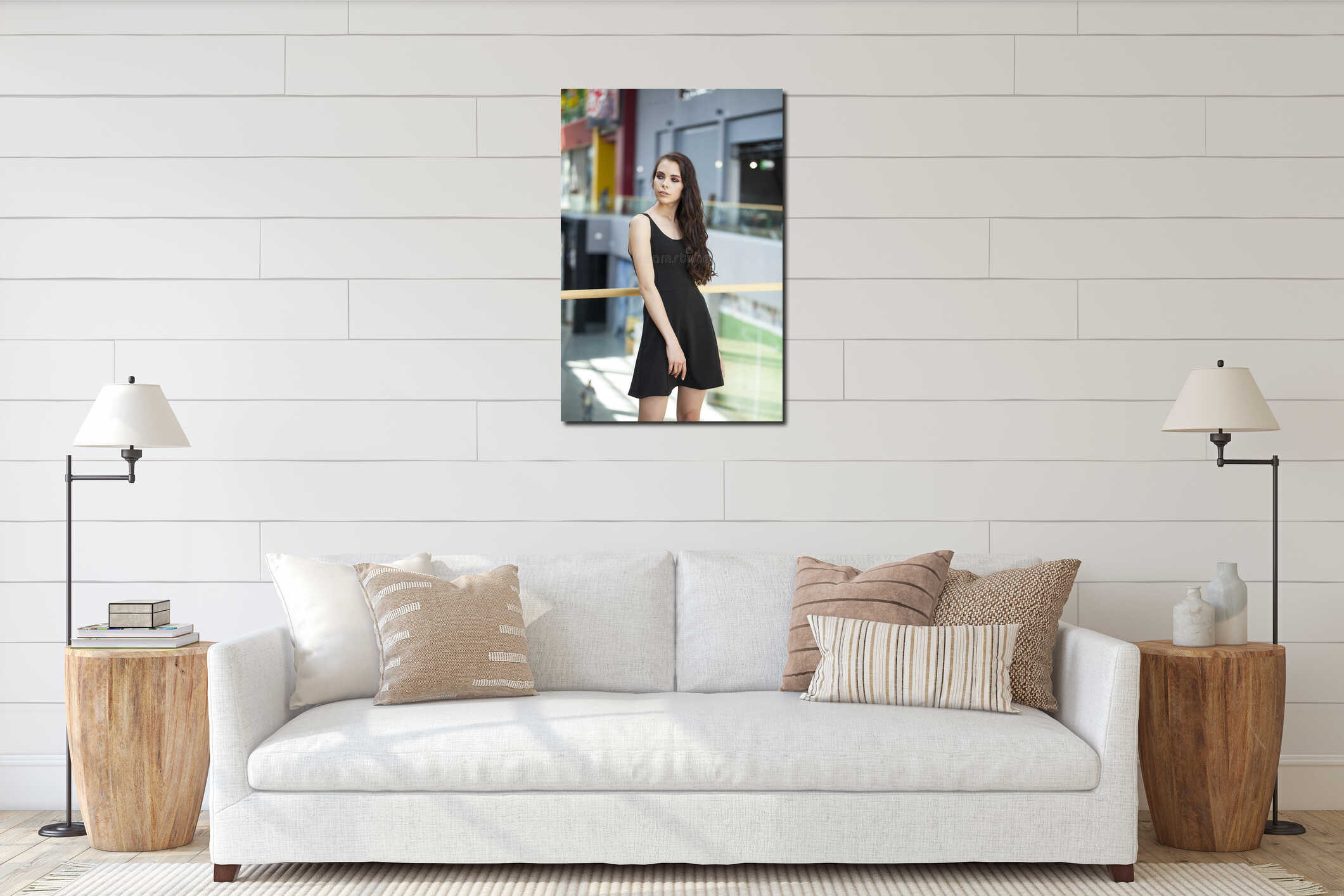 Canvas hanging interior mockup