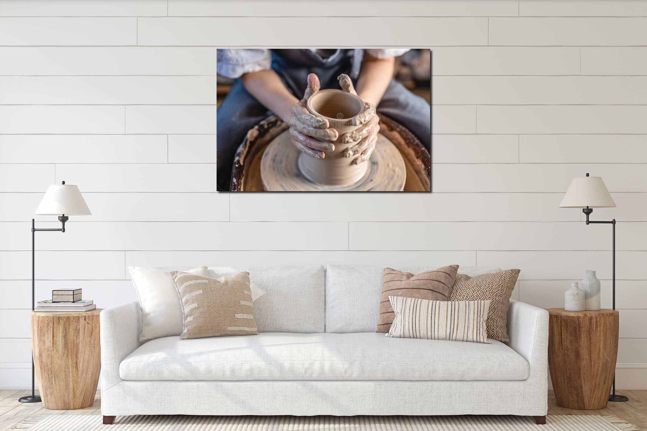 Canvas hanging interior mockup
