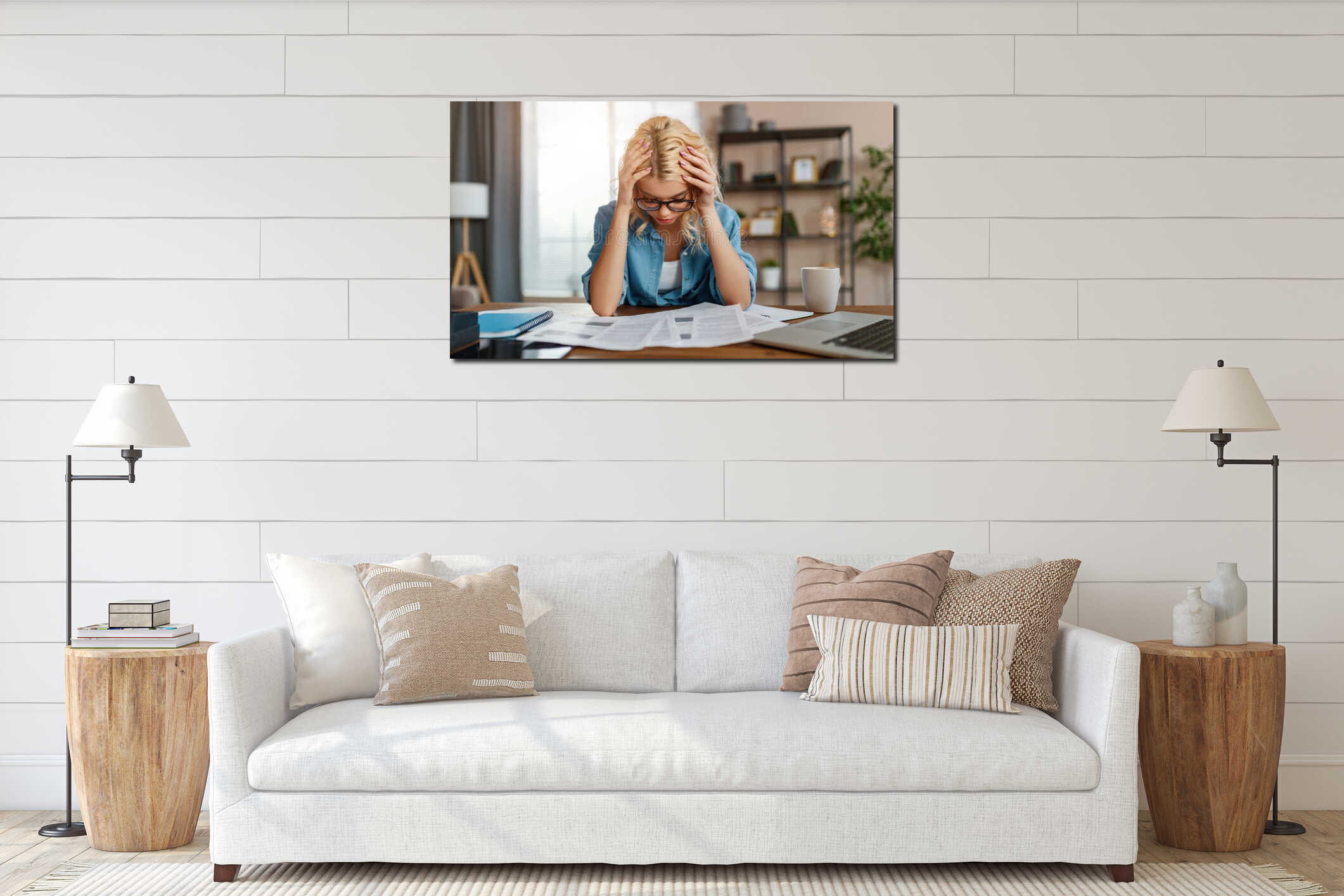 Canvas hanging interior mockup