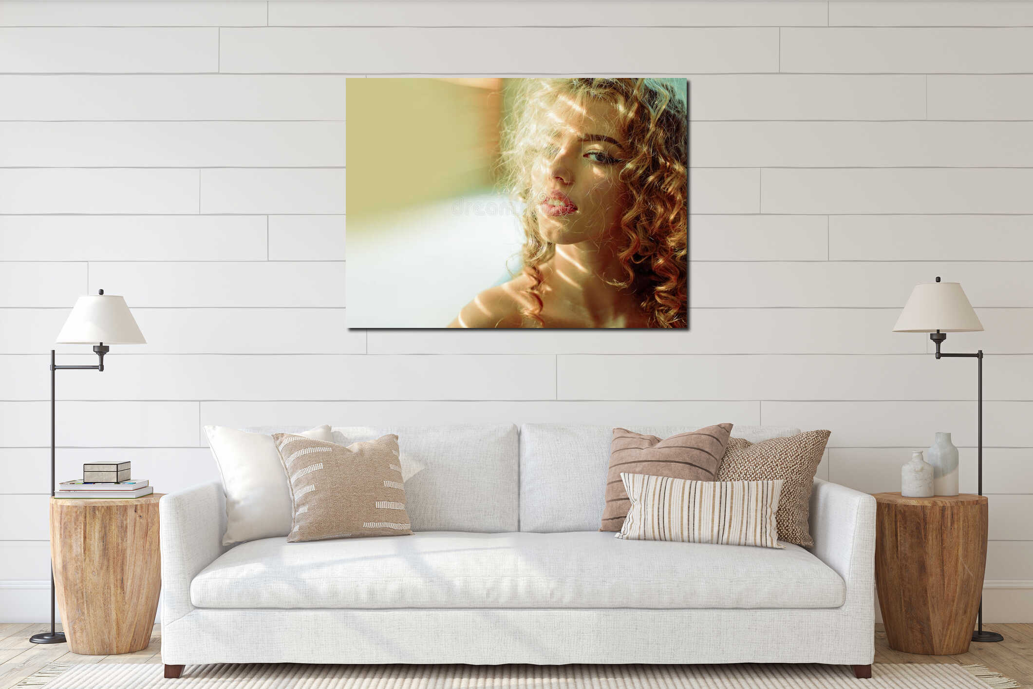 Canvas hanging interior mockup