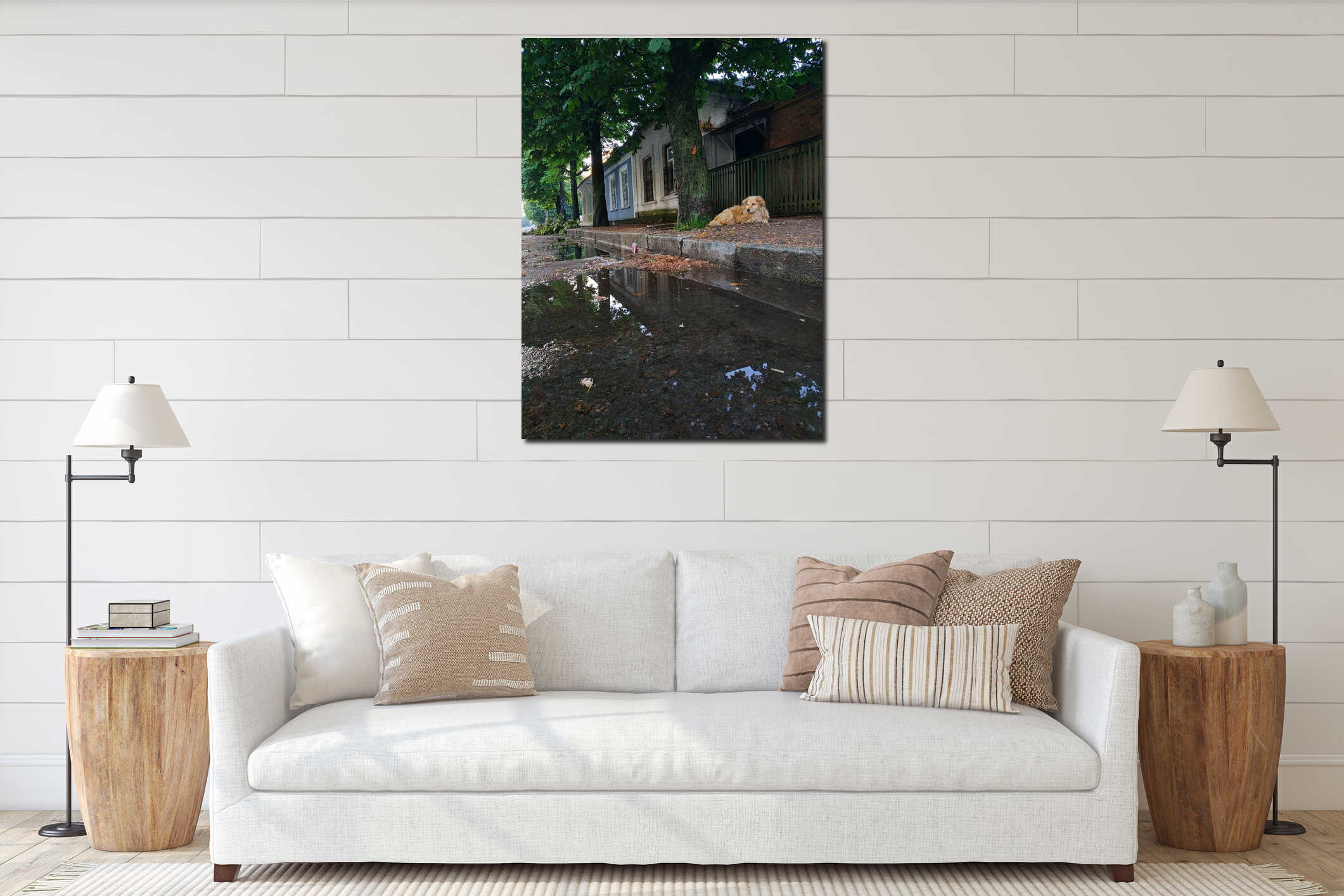 Canvas hanging interior mockup