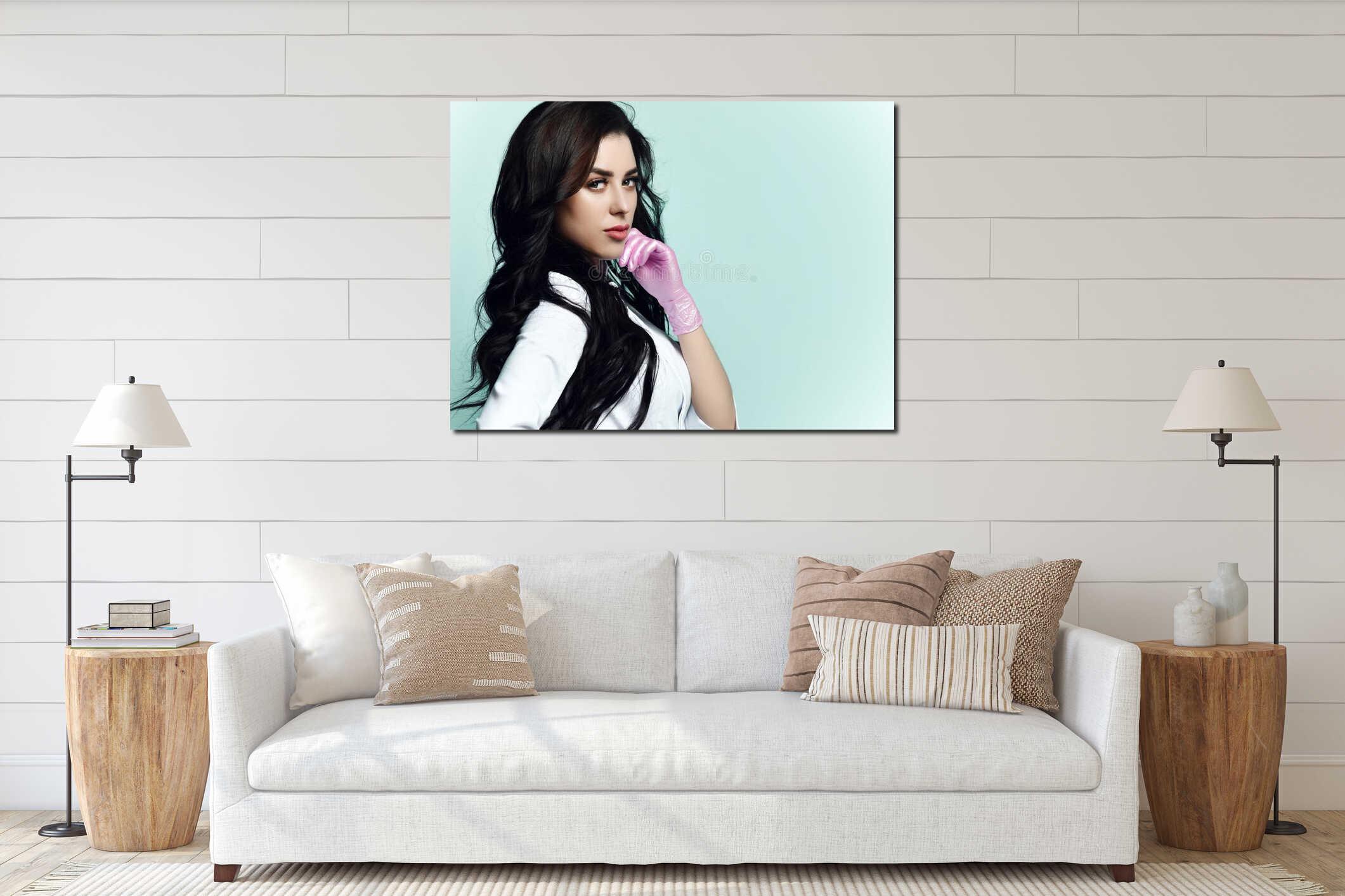 Canvas hanging interior mockup