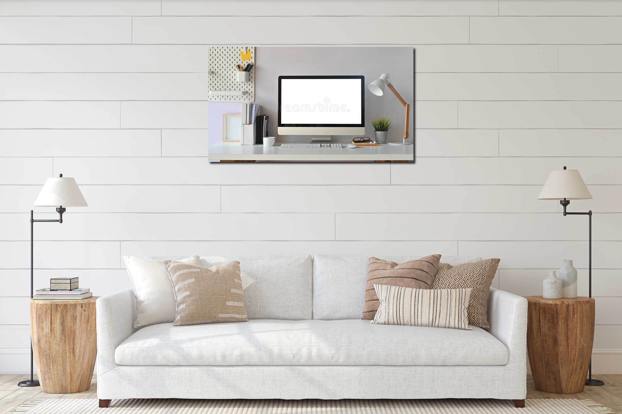 Canvas hanging interior mockup