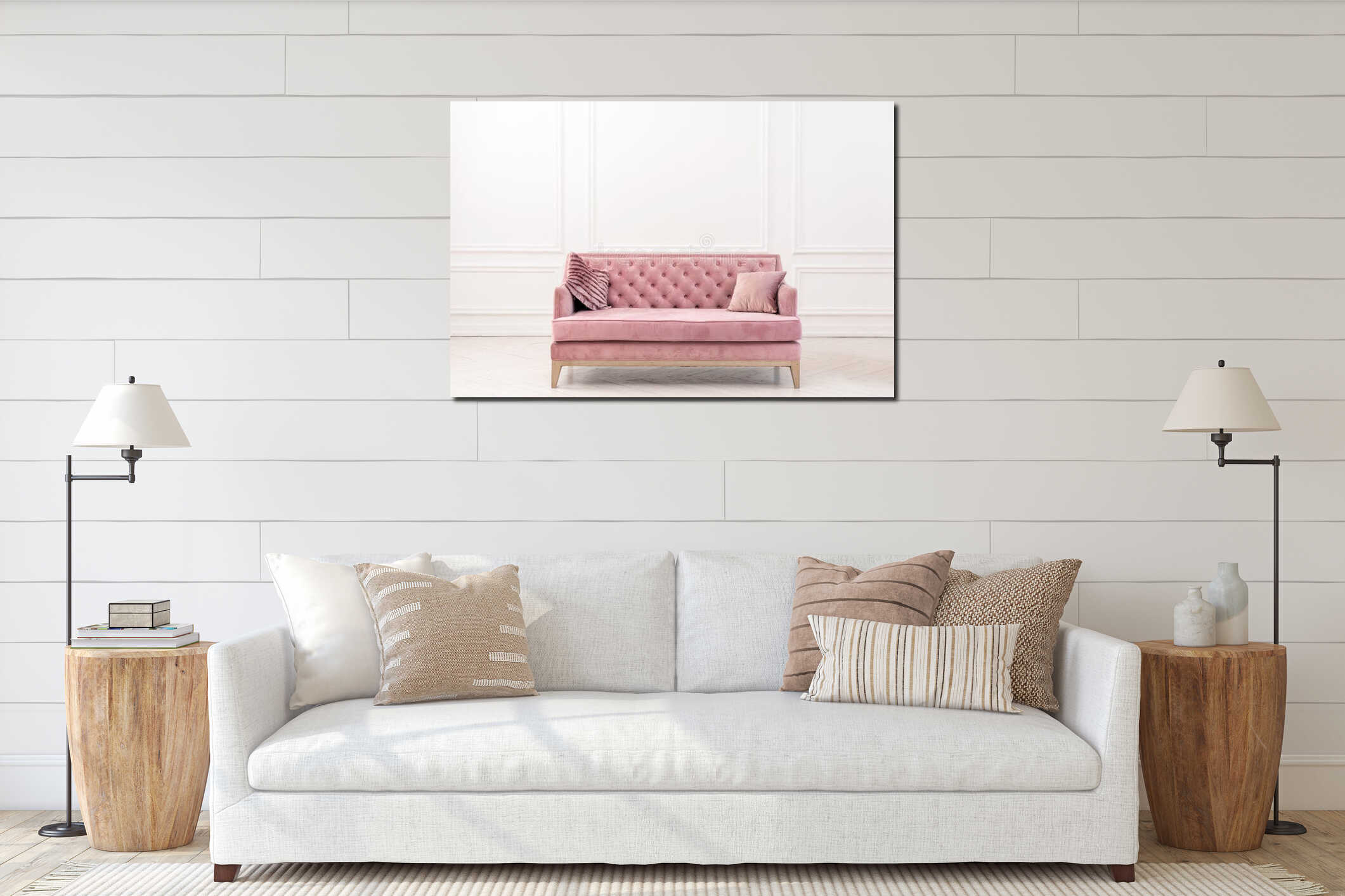Canvas hanging interior mockup