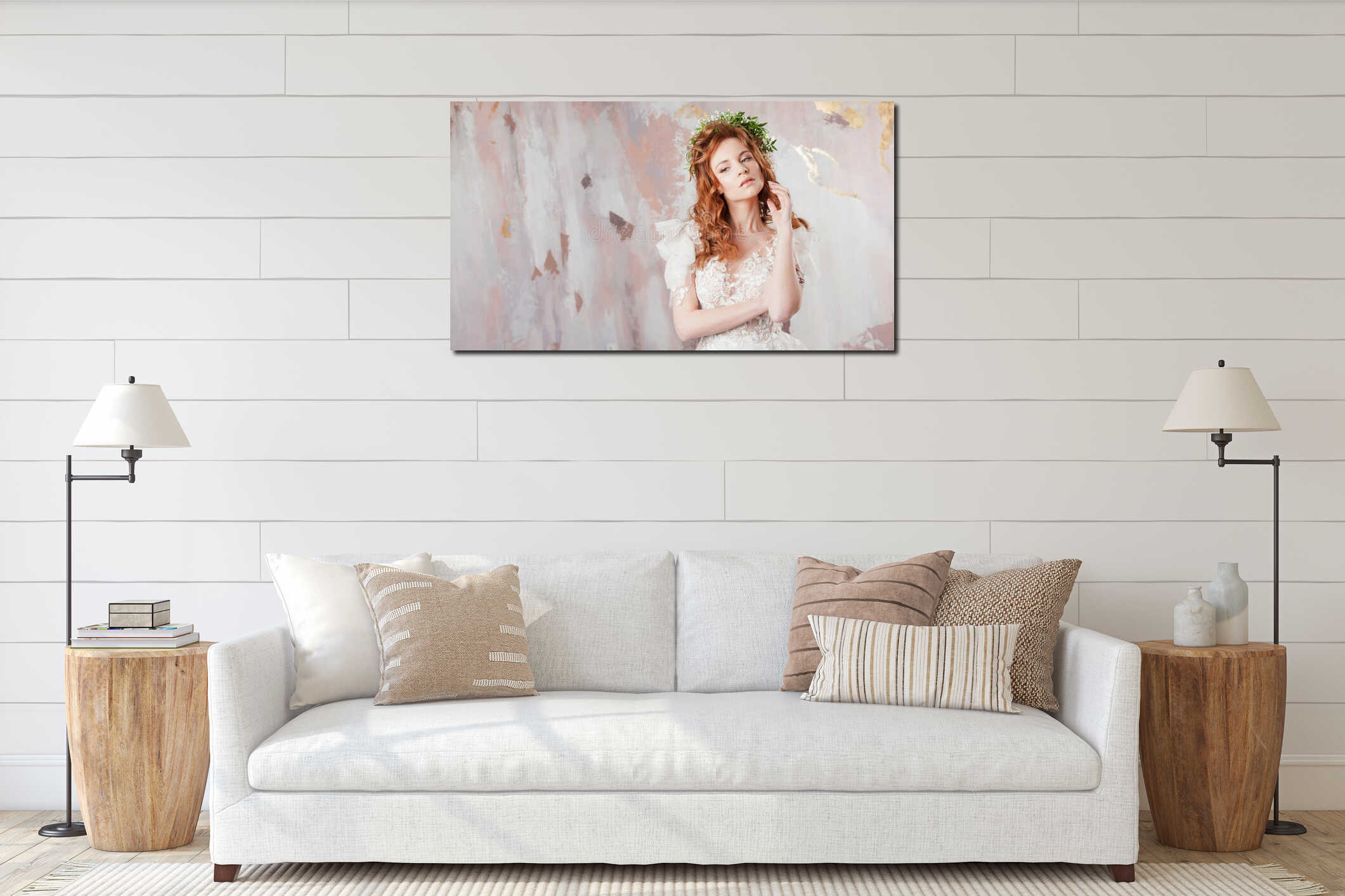 Canvas hanging interior mockup