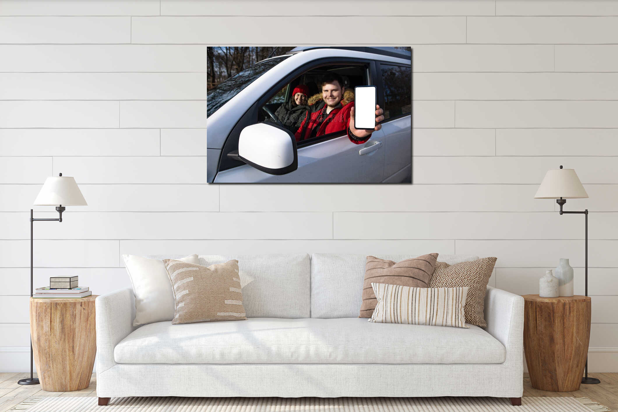 Canvas hanging interior mockup