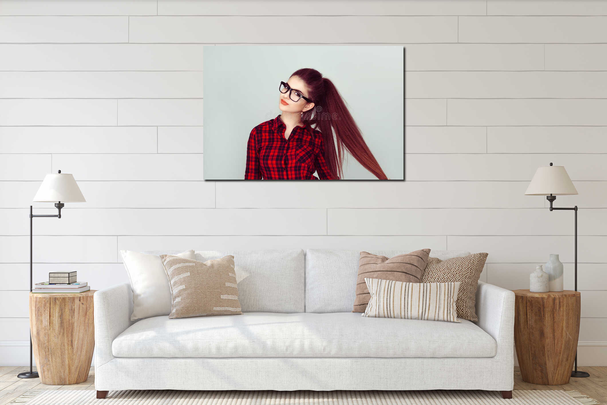 Canvas hanging interior mockup