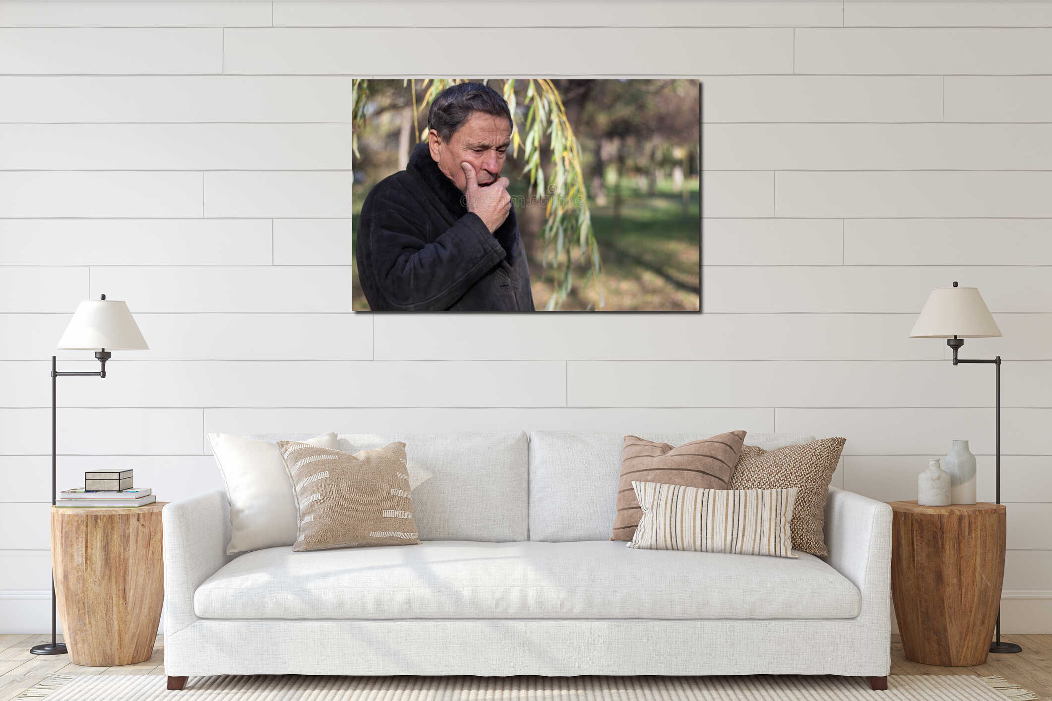 Canvas hanging interior mockup