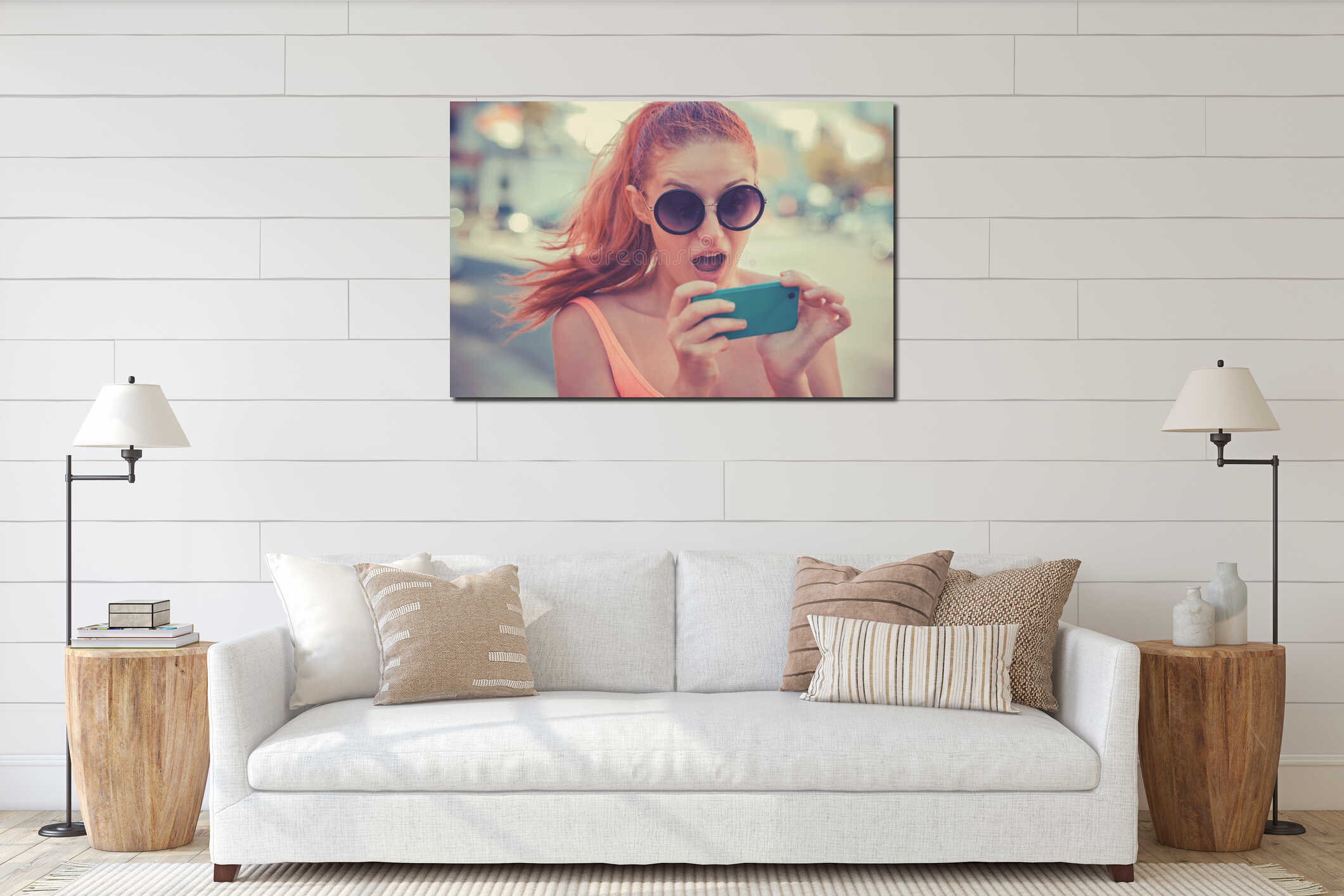 Canvas hanging interior mockup