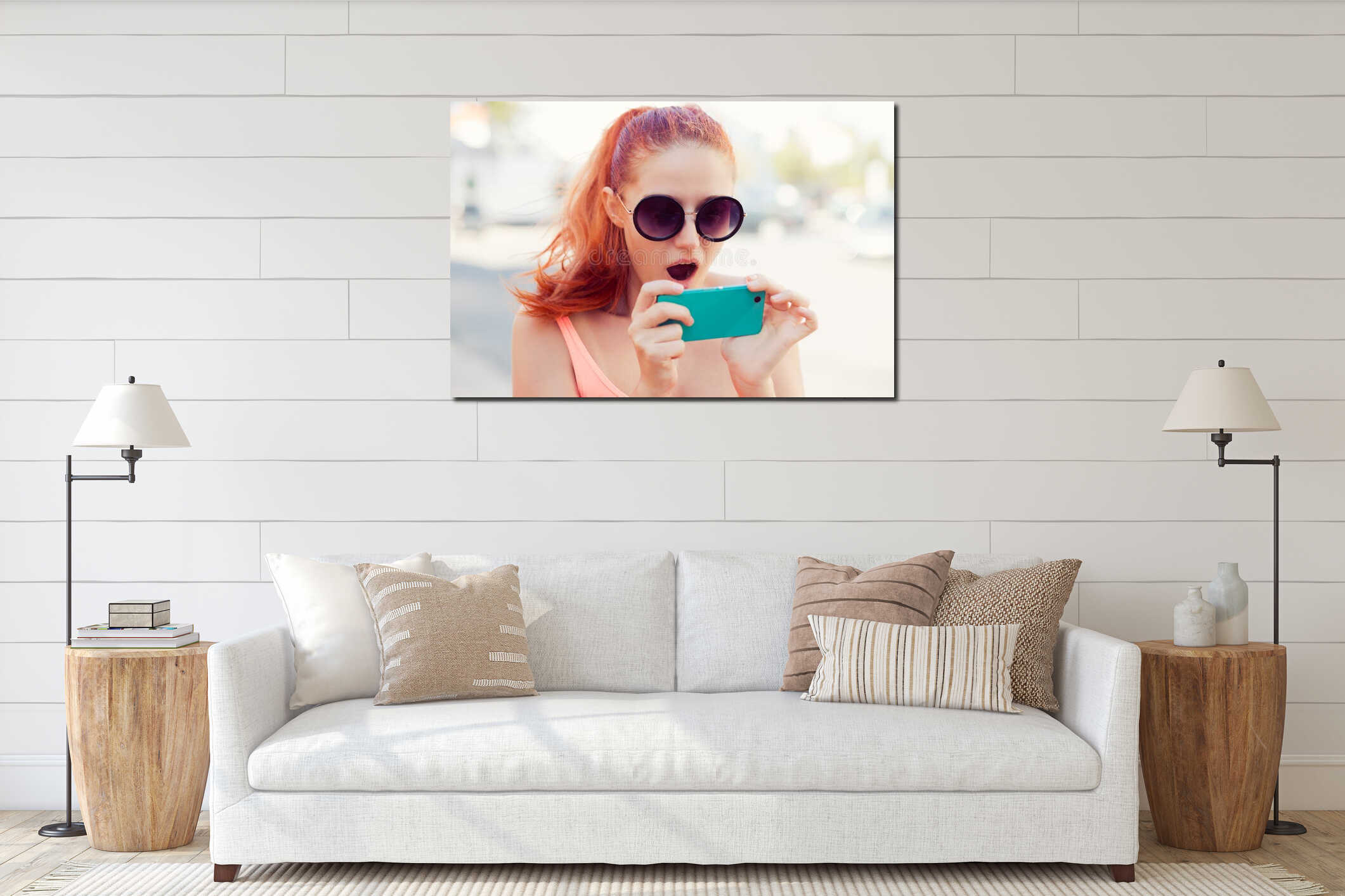 Canvas hanging interior mockup