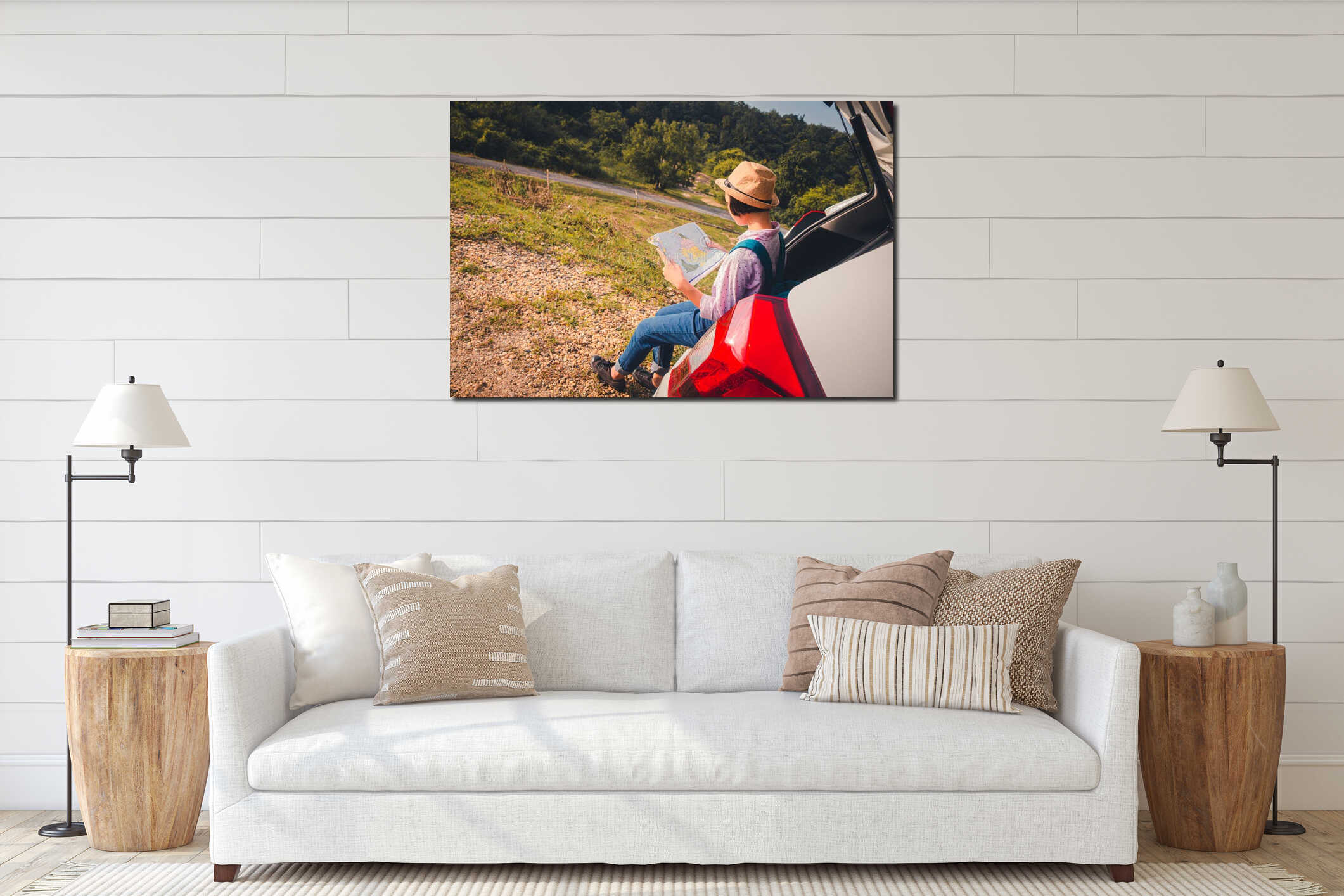 Canvas hanging interior mockup