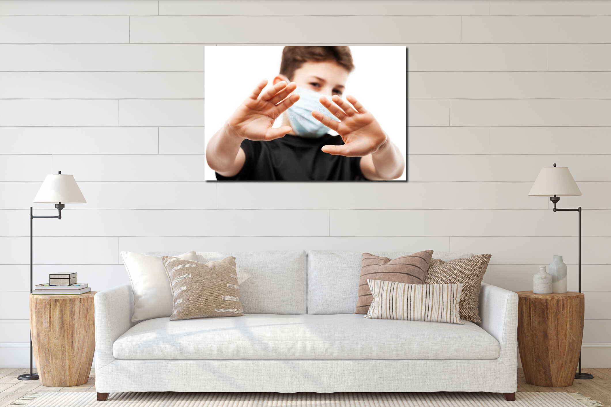Canvas hanging interior mockup